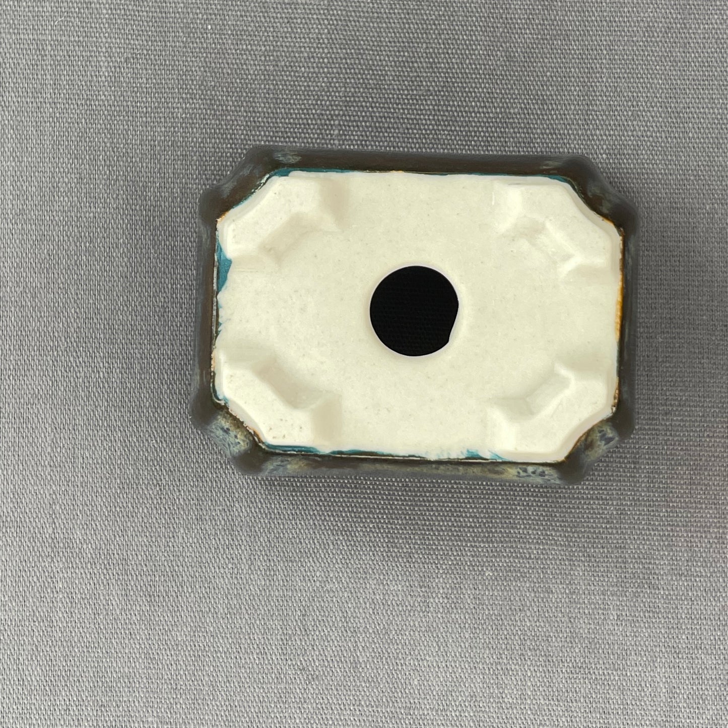 New! Tiny Rectangle Mame Bonsai Pot in Dark Opal Lustre, Less than 1.5 inches wide