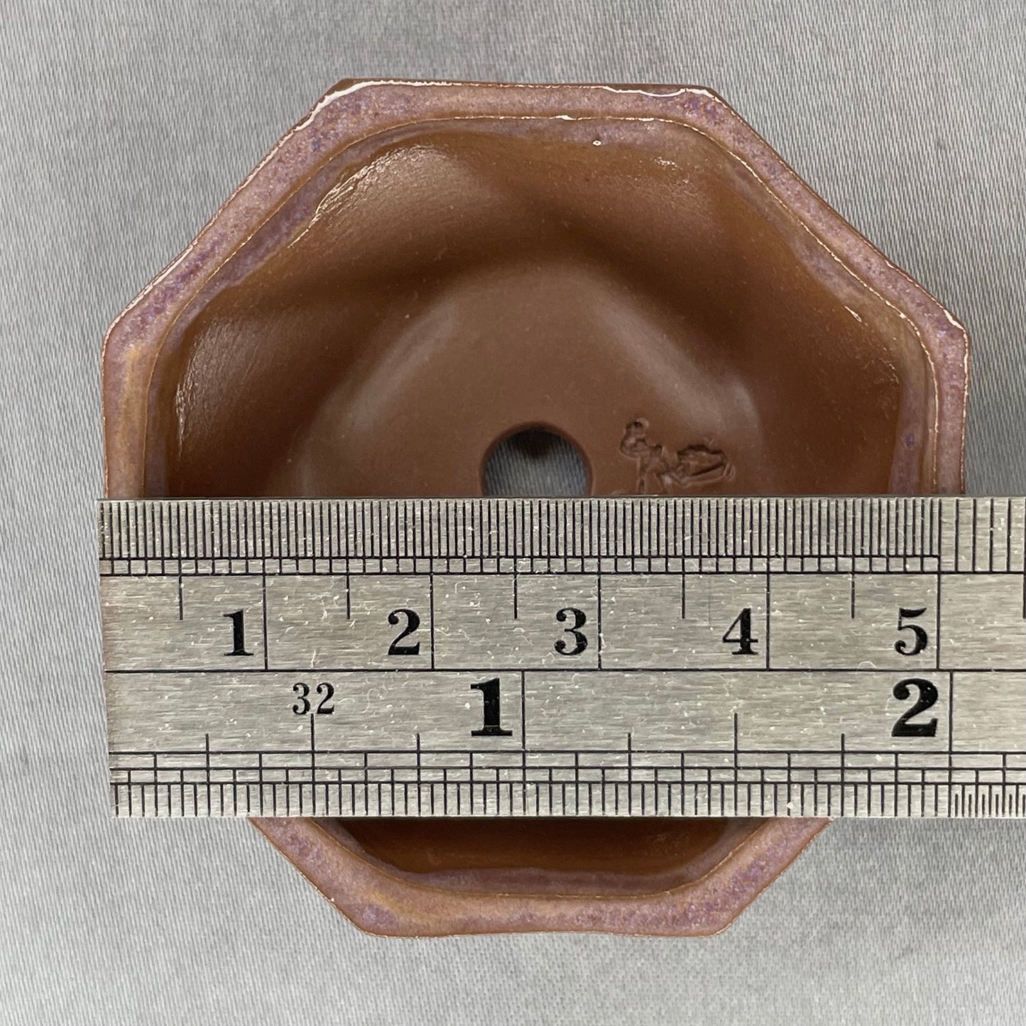 New! Tiny Spiral Octagon Mame Bonsai Pot in Chocolate Purple Aster, Only 2 inches wide
