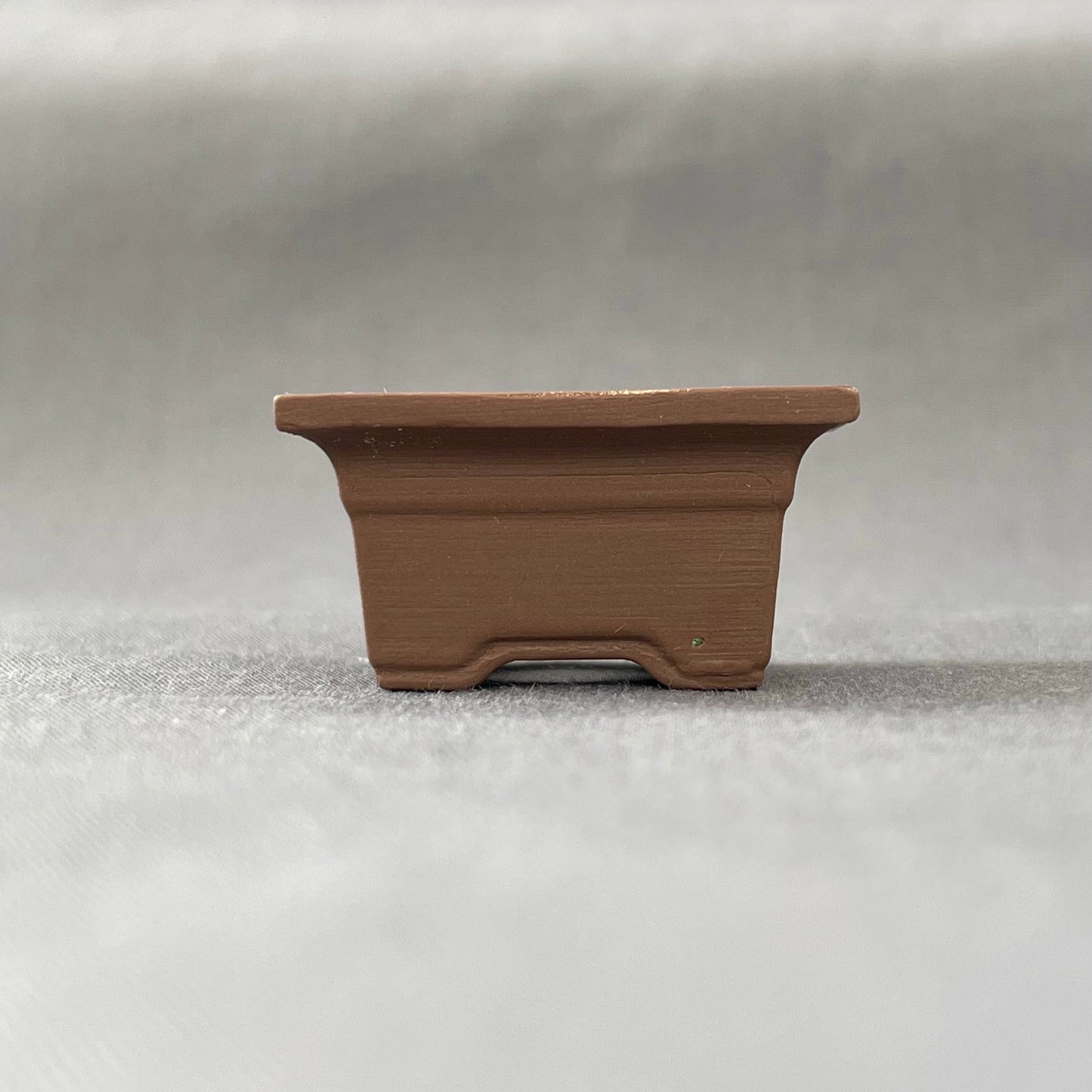 Tiny Embossed Rectangle Mame Bonsai Pot in Chocolate Porcelain, Less than 1.5 inches long