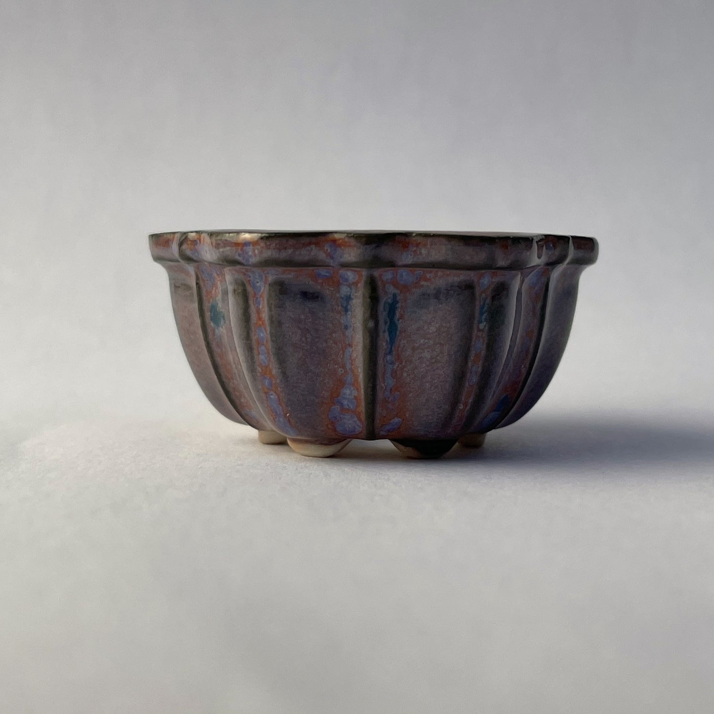New! Tiny Flower-Shaped Mame Bonsai Pot in Lavender Aster, Only 1.5 inches wide