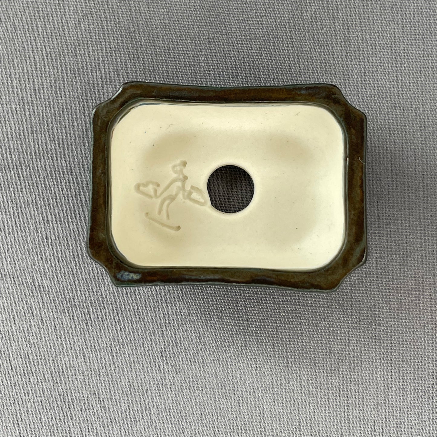 New! Tiny Rectangle Mame Bonsai Pot in Dark Opal Lustre, Less than 1.5 inches wide