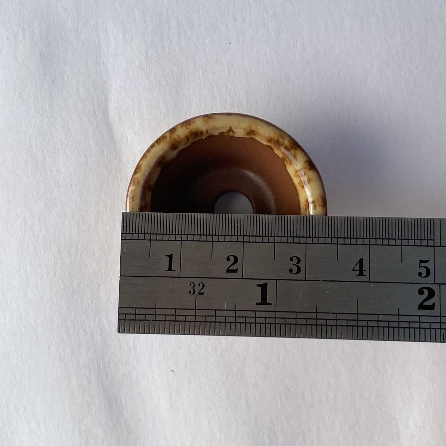 Tiny Flared Round Mame Bonsai Pot in Cocoa Leopard, About 1.25 inches wide