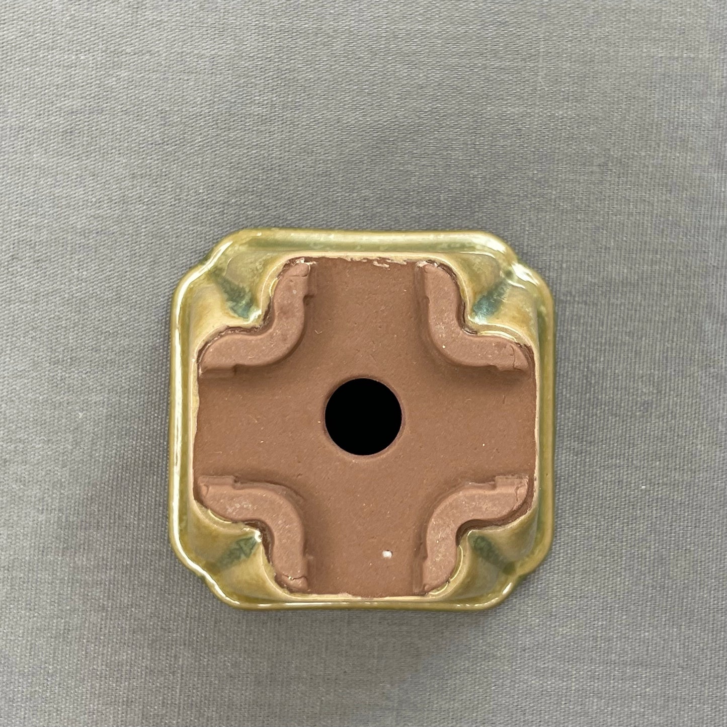 New! Tiny Square Mame Bonsai Pot in Matte Micro Jade, About 1.5 inches wide