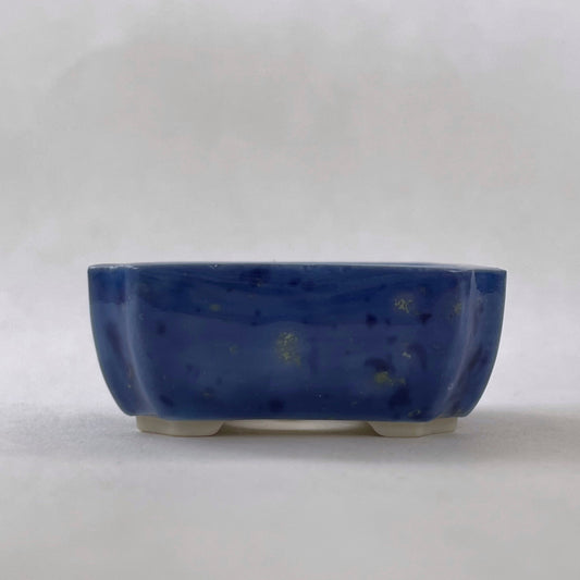 New! Tiny Rectangle Mame Bonsai Pot in Blue Confetti, Less than 1.5 inches wide