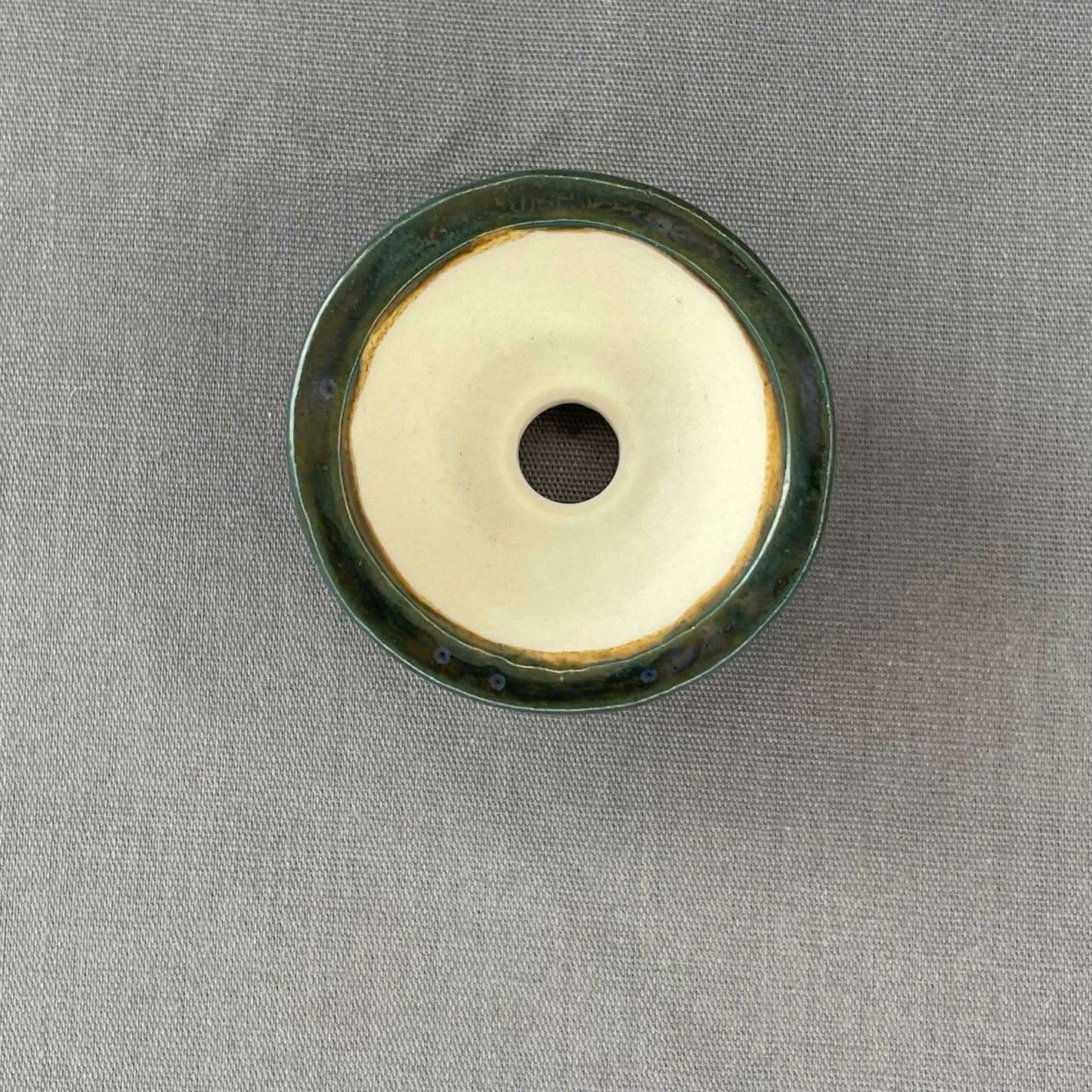 New! Tiny Flared Round Mame Bonsai Pot in Dark Teal Champagne, Less than 1.25 inches wide