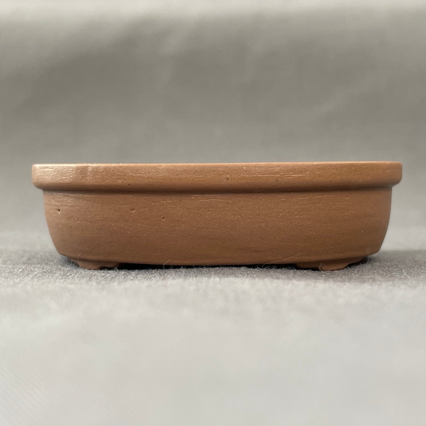Tiny Shallow Oval Mame Bonsai Pot in Chocolate Porcelain, About 2.25 inches wide
