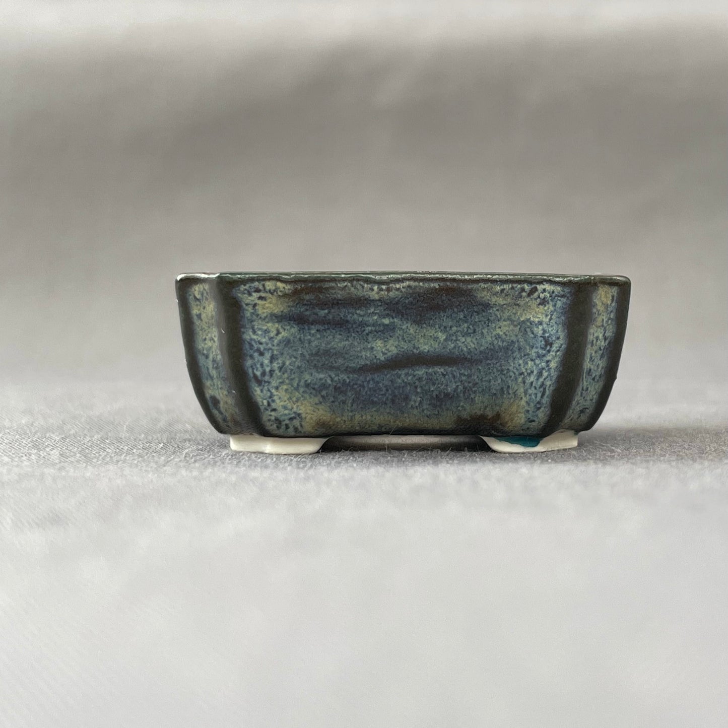 New! Tiny Rectangle Mame Bonsai Pot in Dark Opal Lustre, Less than 1.5 inches wide