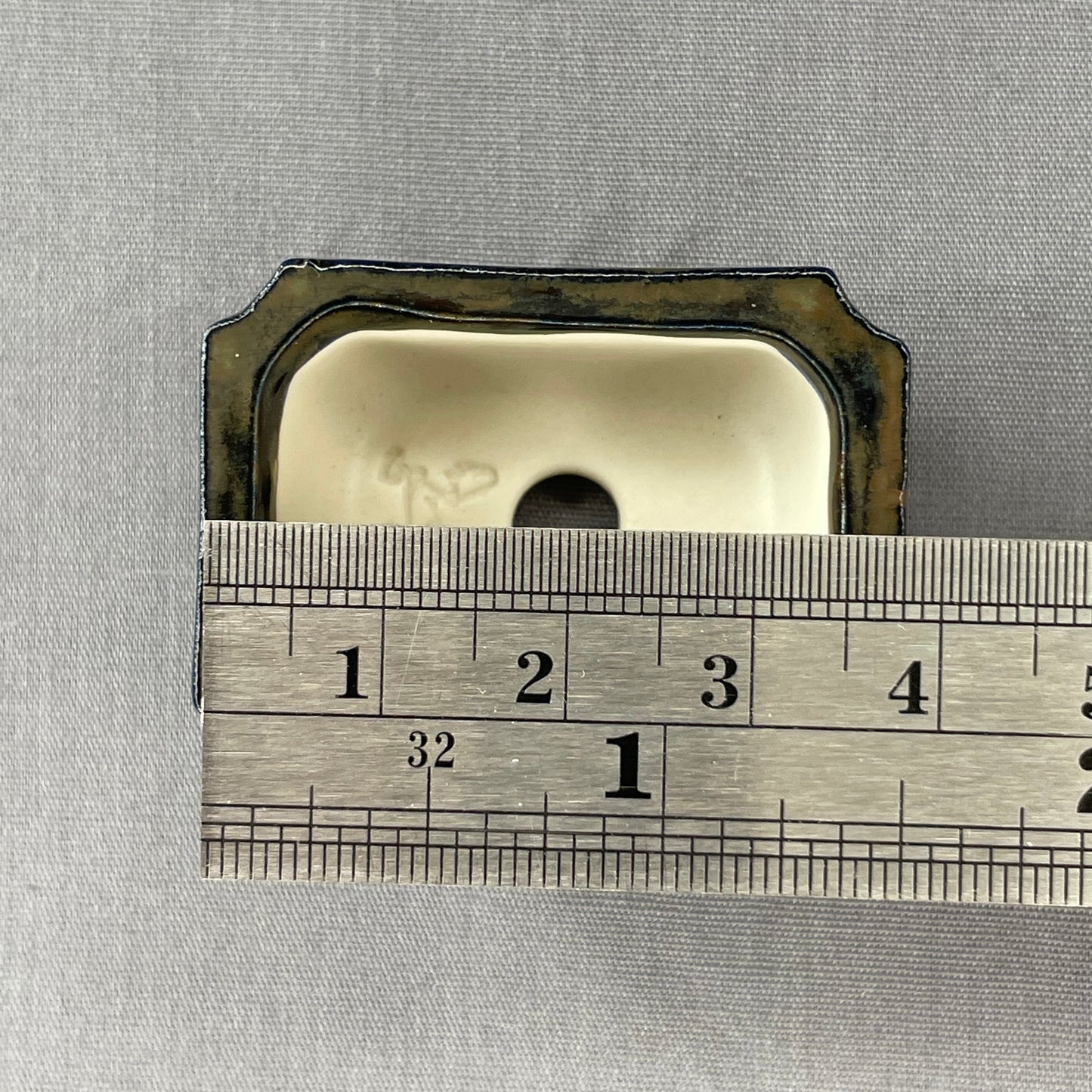 New! Tiny Rectangle Mame Bonsai Pot in Dark Lustre, About 1.5 inches long