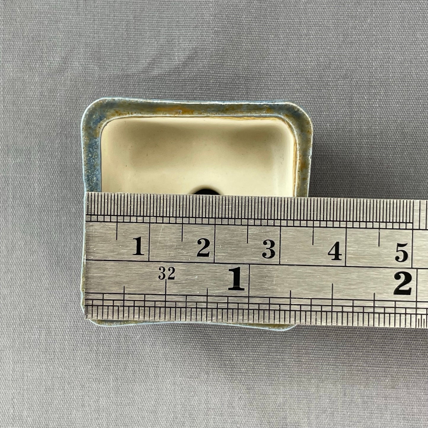 New! Tiny Square Mame Bonsai Pot in Deep Blue Champagne, Less than 1.5 inches wide