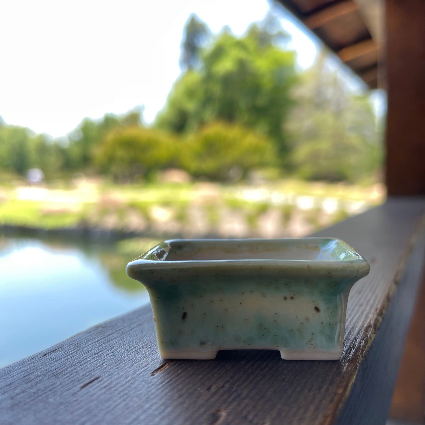 New! Tiny Rectangle Mame Bonsai Pot in Mint Chip, Only 1.5 inches long