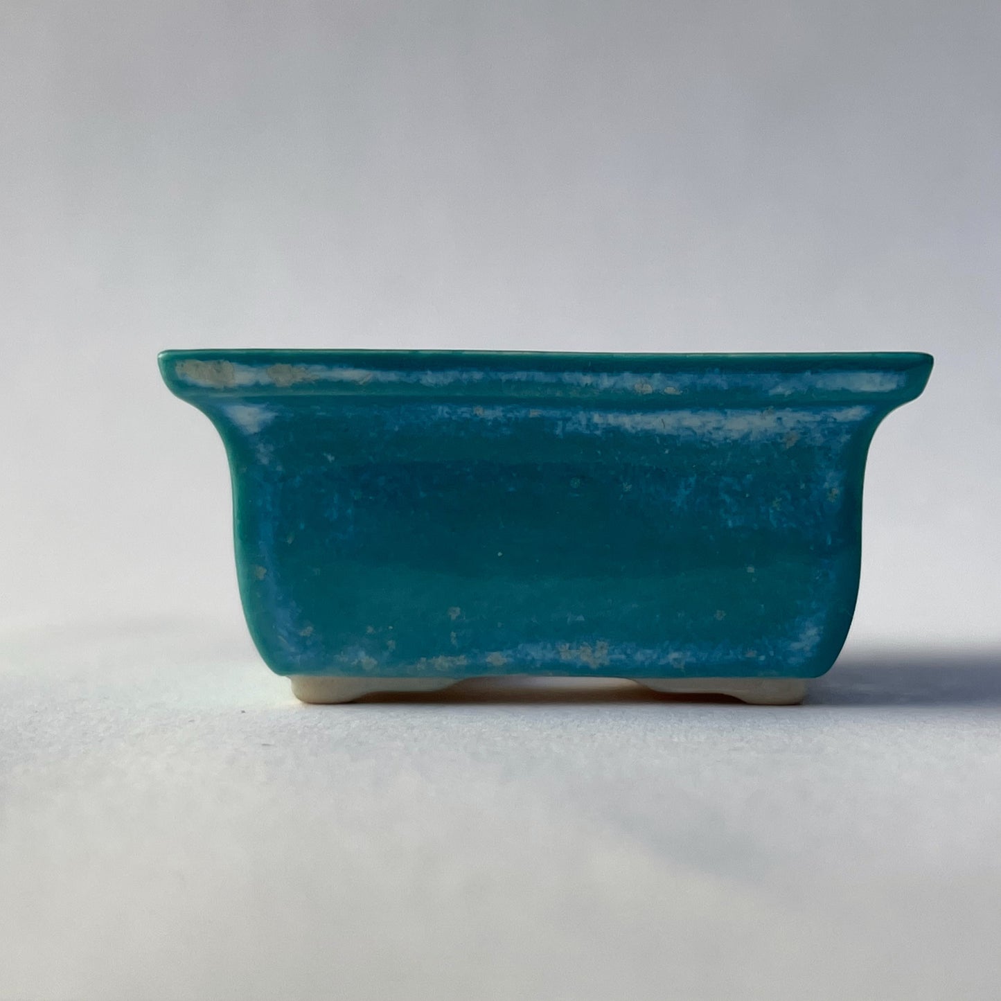 New! Tiny Rectangle Mame Bonsai Pot in Turquoise Pearl, Less than 1.5 inches long
