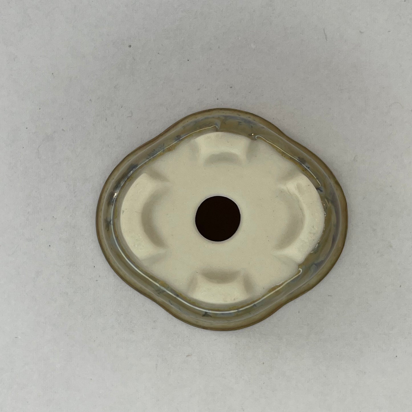 New! Tiny Rounded Oval Mame Bonsai Pot in Opal Ash, About 1.5 inches long