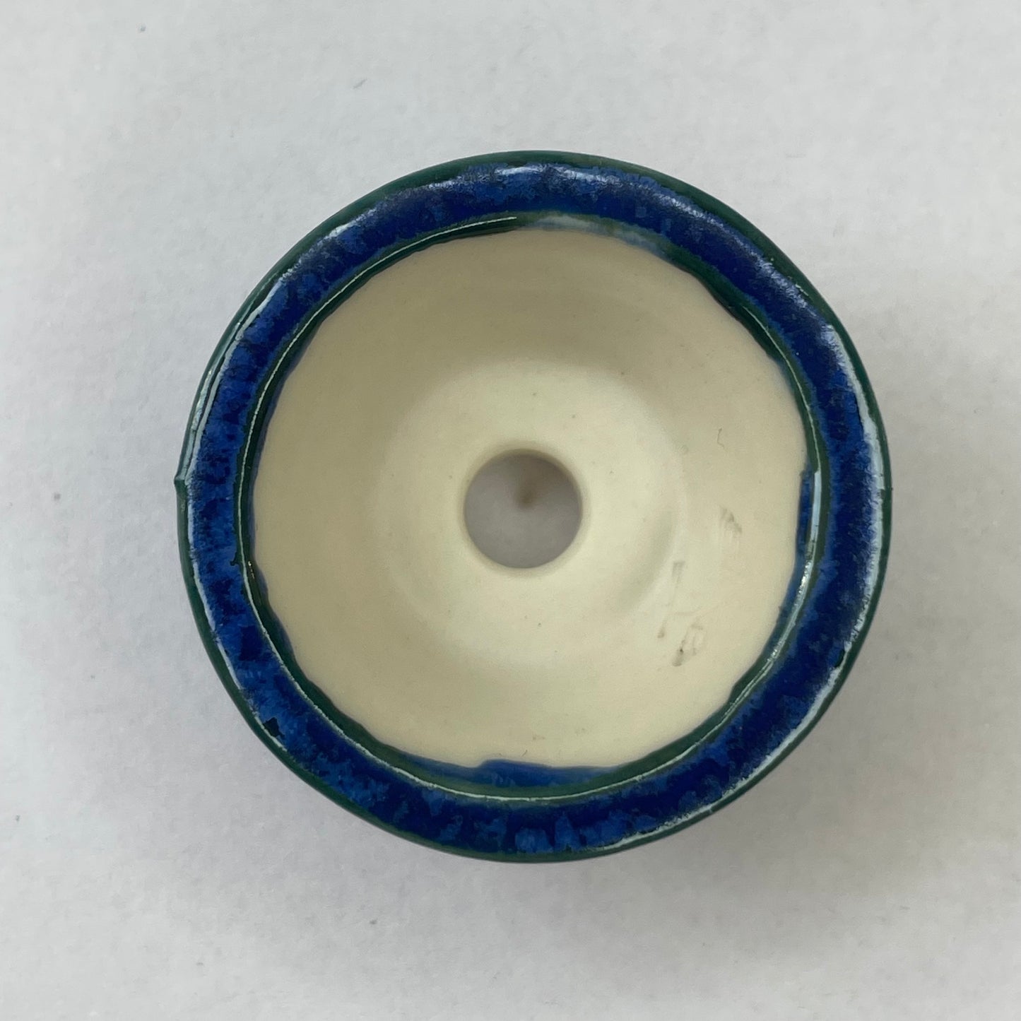 New! Tiny Flared Round Mame Bonsai Pot in Teal Blue Surf, Less than 1.5 inches wide