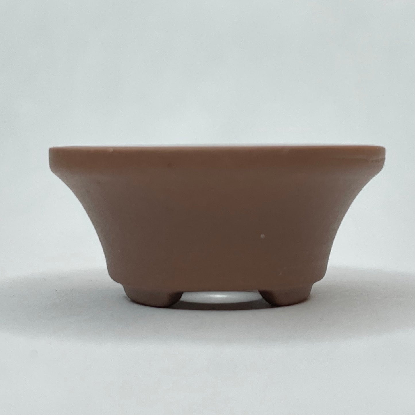 Tiny Unglazed Flared Round Mame Bonsai Pot in Chocolate Porcelain, Less than 1.25 inches wide