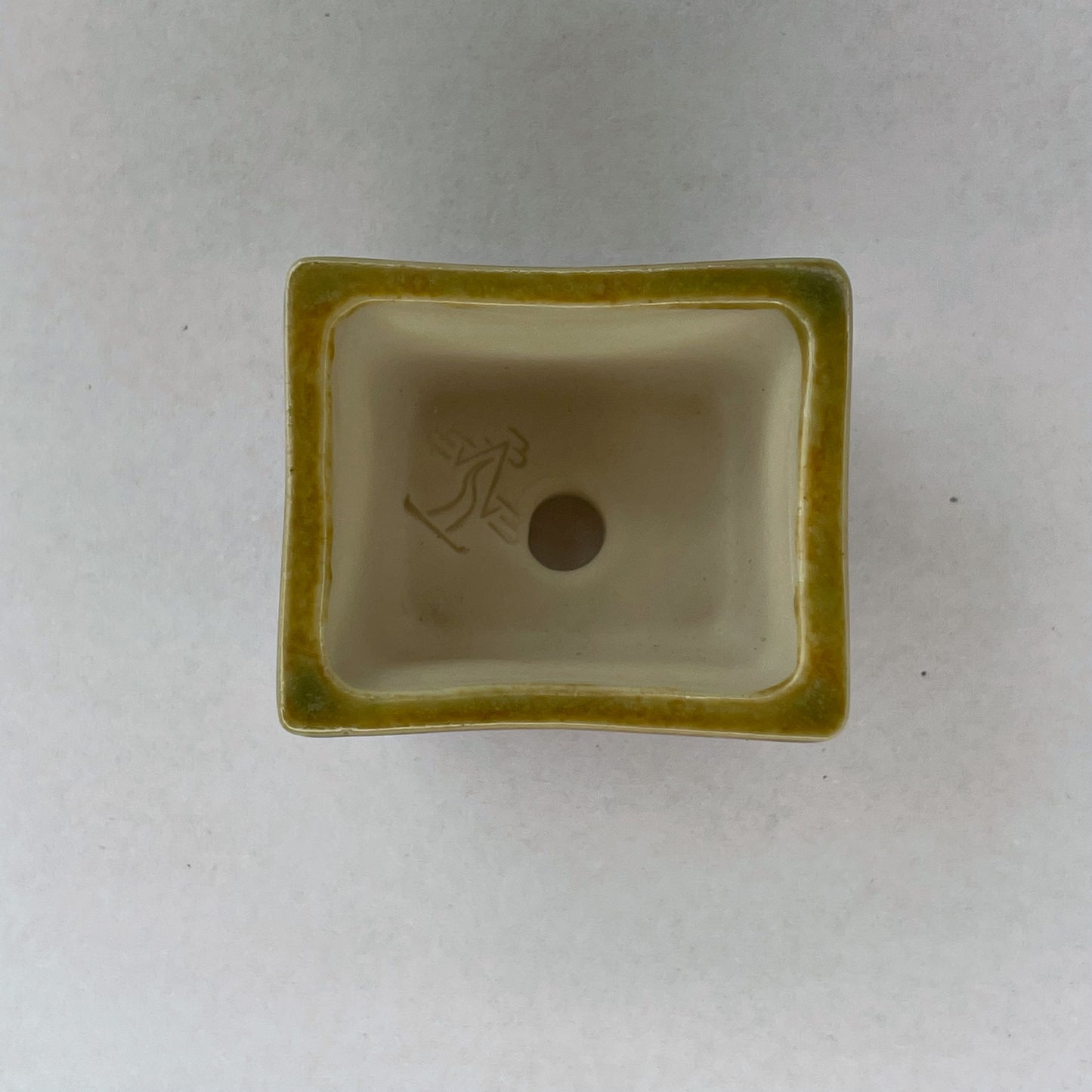 New! Tiny Rectangle Mame Bonsai Pot in Jade Aster, Less than 1.25 inches wide