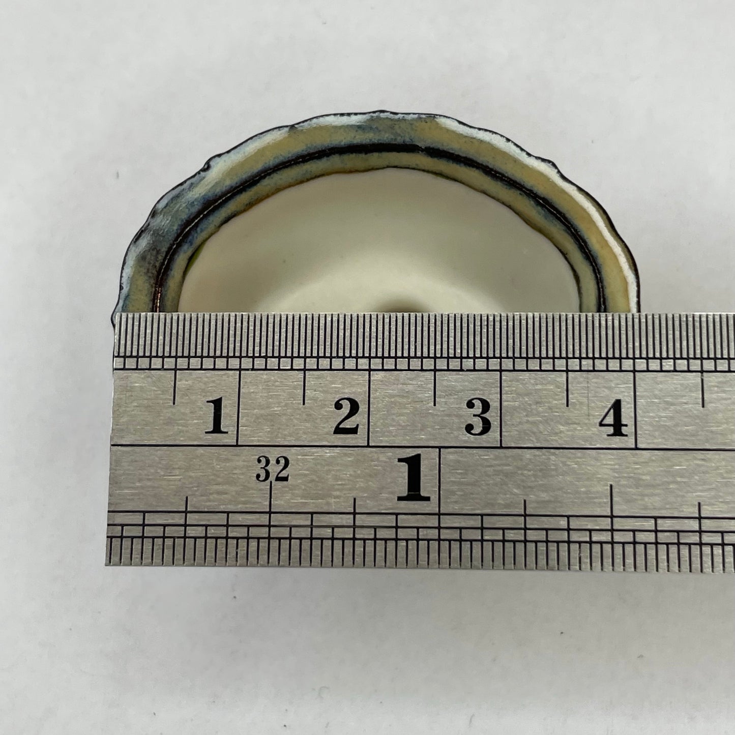 Tiny Scalloped Oval Mame Bonsai Pot in Cappuccino, About 1.5 inches long