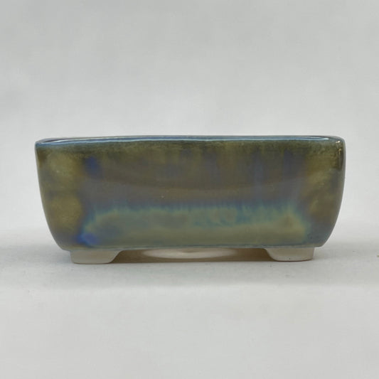 New! Tiny Rectangle Mame Bonsai Pot in Jade Aster, About 1.5 inches long
