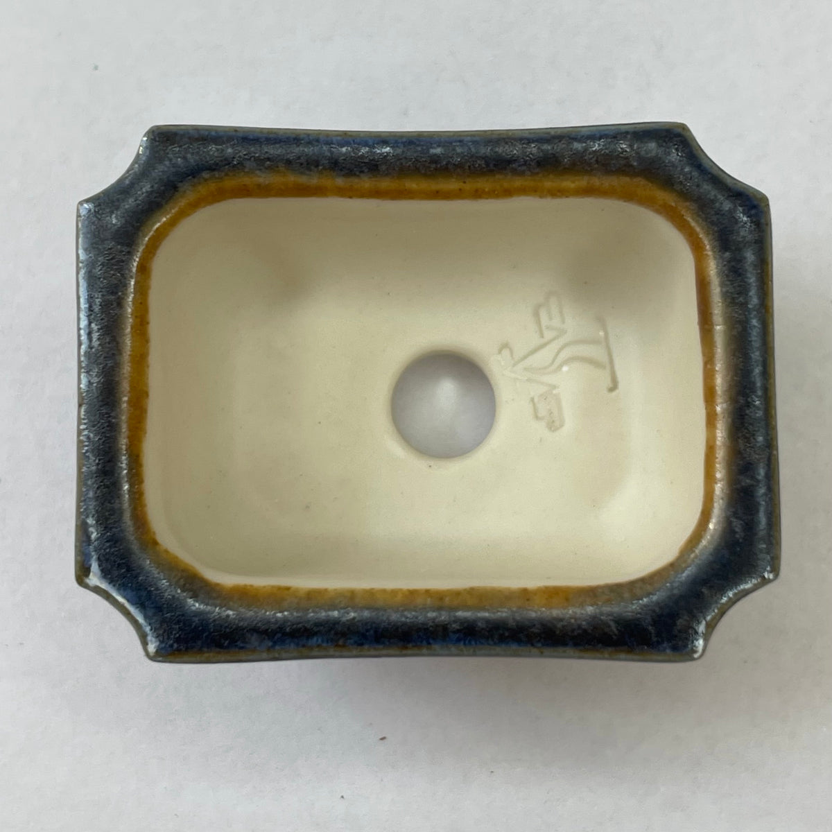 New! Tiny Rectangle Mame Bonsai Pot in Dark Crystal Champagne, About 1.5 inches wide