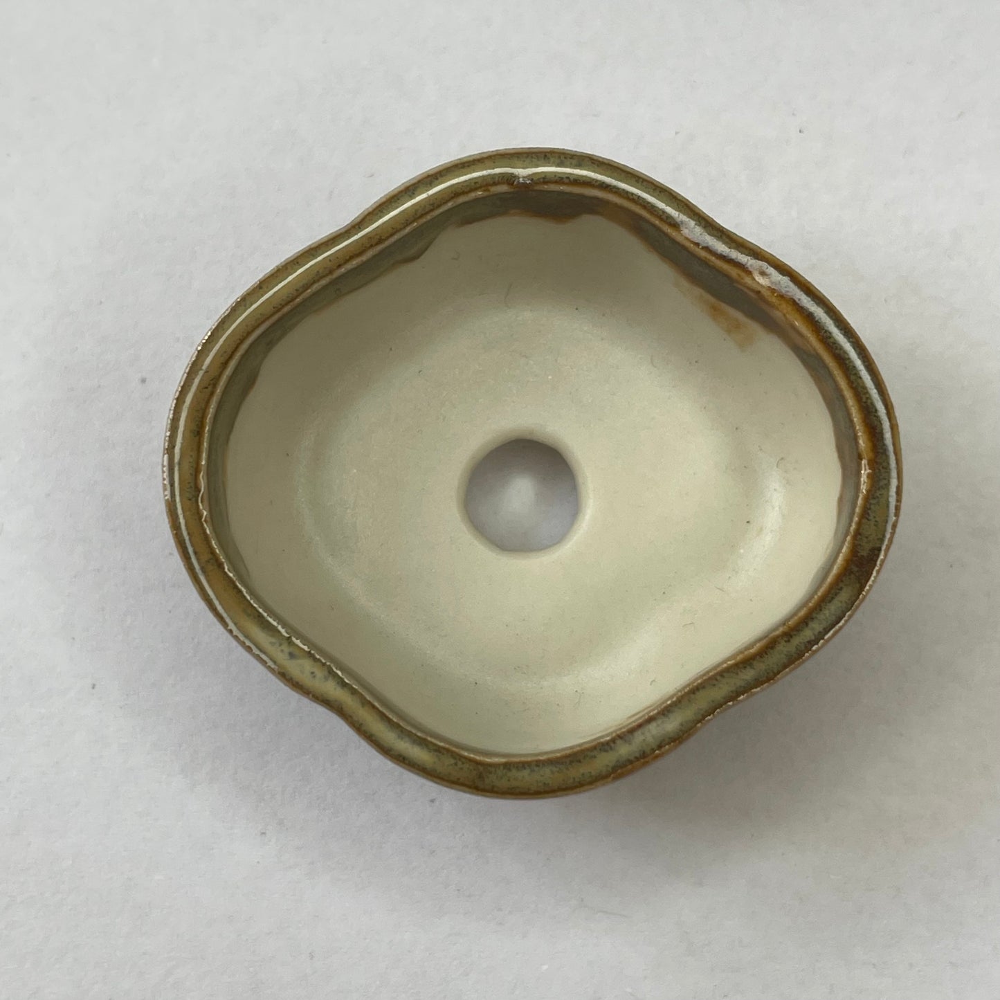 New! Tiny Rounded Oval Mame Bonsai Pot in Opal Luster, About 1.5 inches wide
