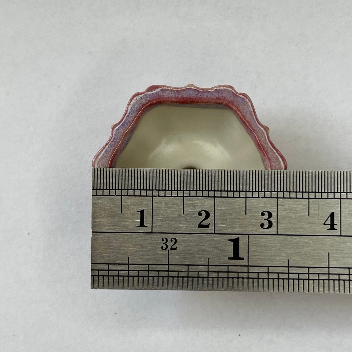 New! Tiny Flower-Shaped Mame Bonsai Pot in Rose, Less than 1.25 inches wide