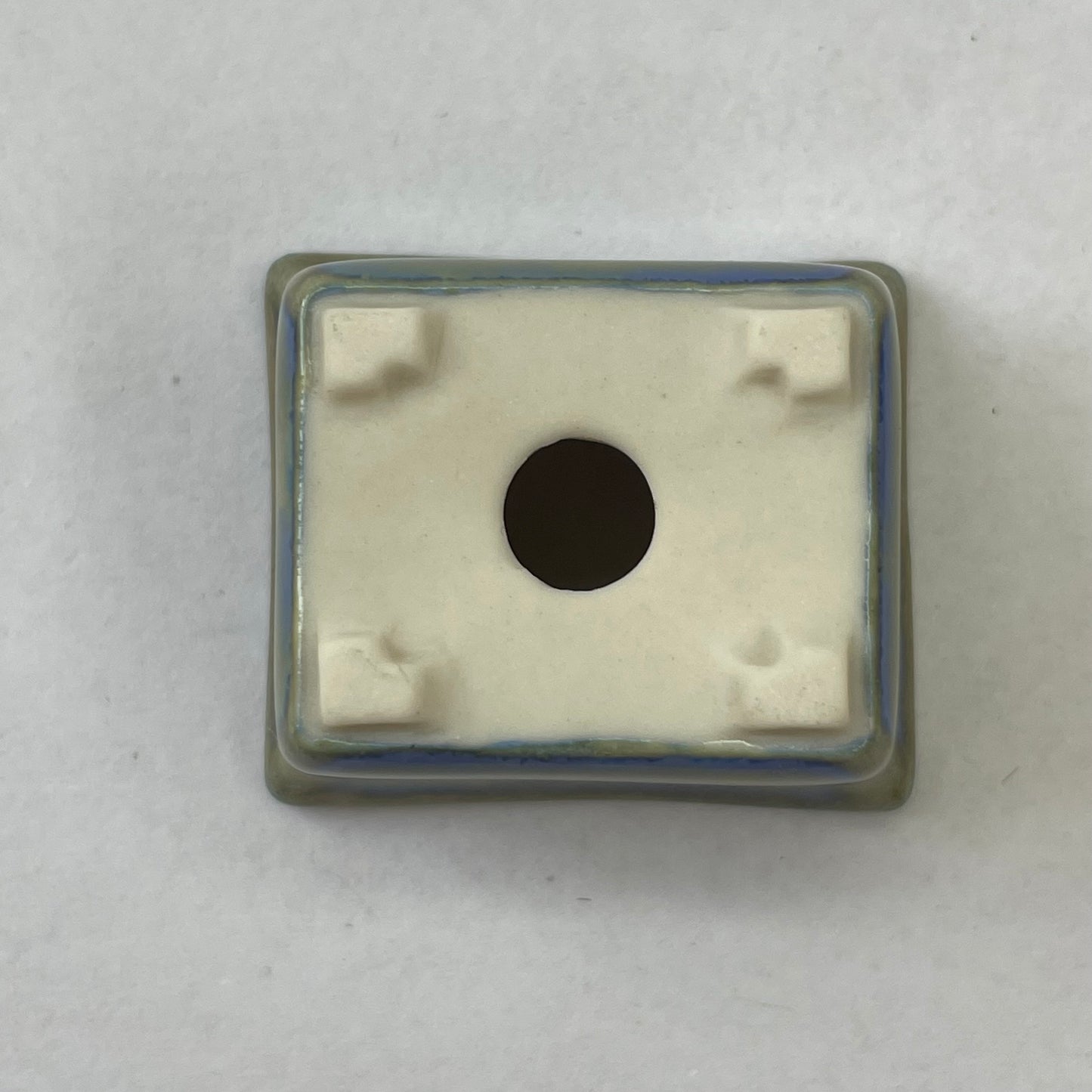 New! Tiny Rectangle Mame Bonsai Pot in Oyster Shell, Less than 1.25 inches wide