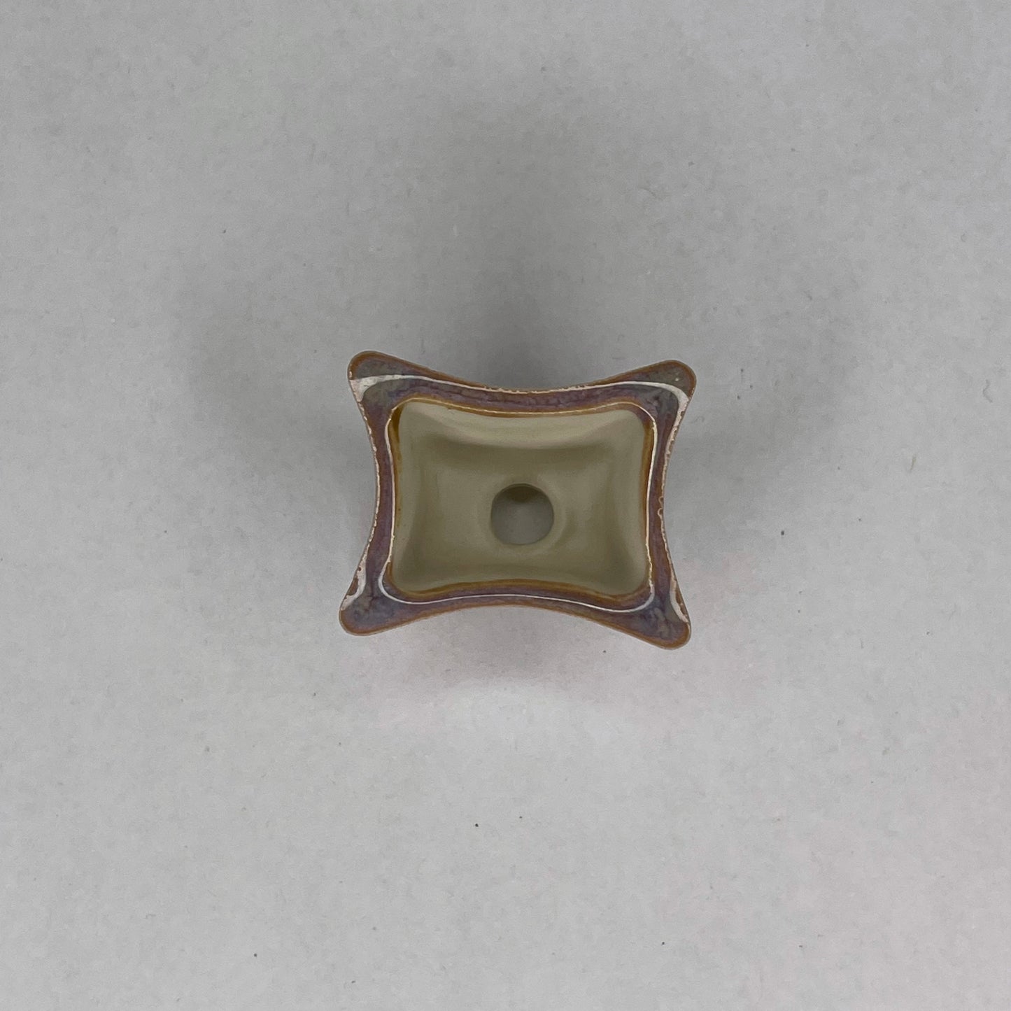 Super-Tiny Rectangle Mame Bonsai Pot in Purple Aster, About 1 inch long