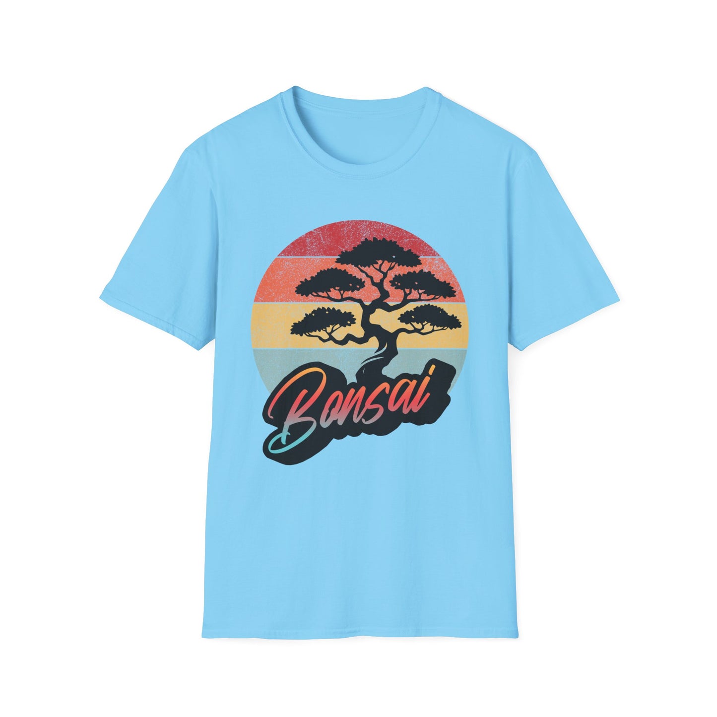 Tshirt A: Classic Sunset Bonsai Shirt, California Vintage-Style Bonsai Tree T-Shirt, Softstyle Bonsai Sunset Tee, Gift for Him