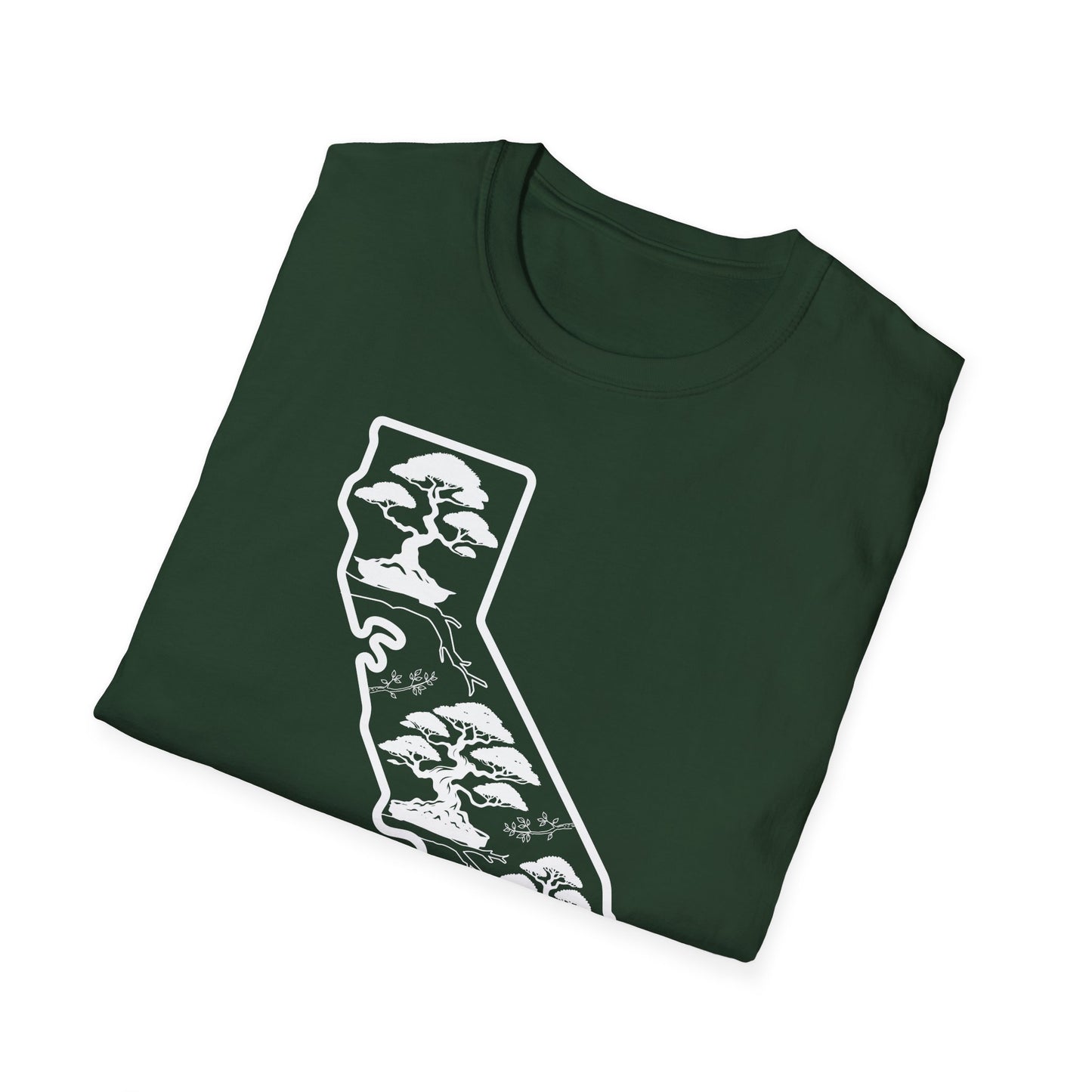 Tshirt: California State Bonsai Trees Softstyle T-Shirt, Souvenir State Tee, Botanical Plant Shirt, Nature Lover Shirt, Bonsai Hobbyist Gift Tee