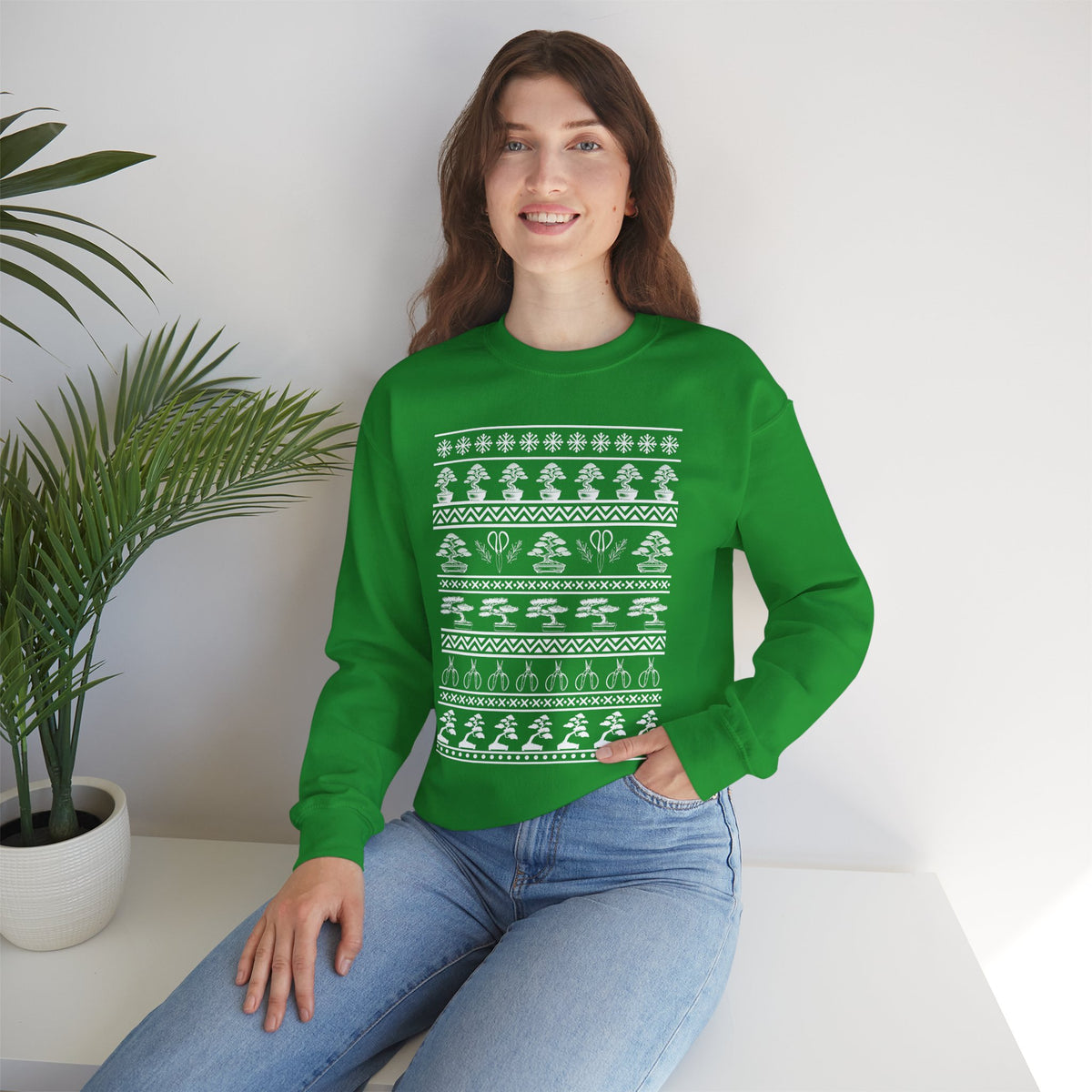 Winter Bonsai Tree Christmas Nordic Ugly Sweater Sweatshirt, Fair Isle Holiday Shirt