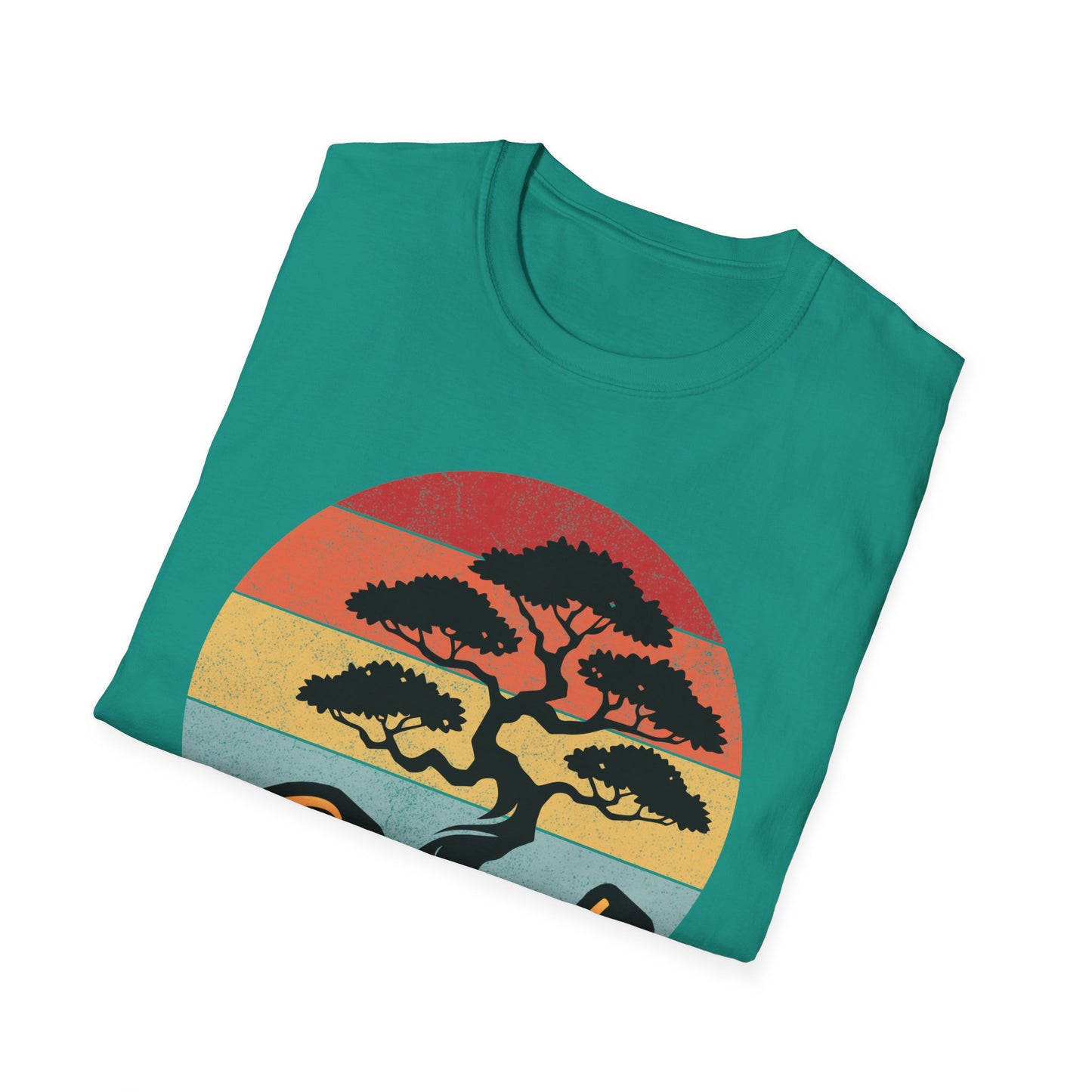 Tshirt A: Classic Sunset Bonsai Shirt, California Vintage-Style Bonsai Tree T-Shirt, Softstyle Bonsai Sunset Tee, Gift for Him