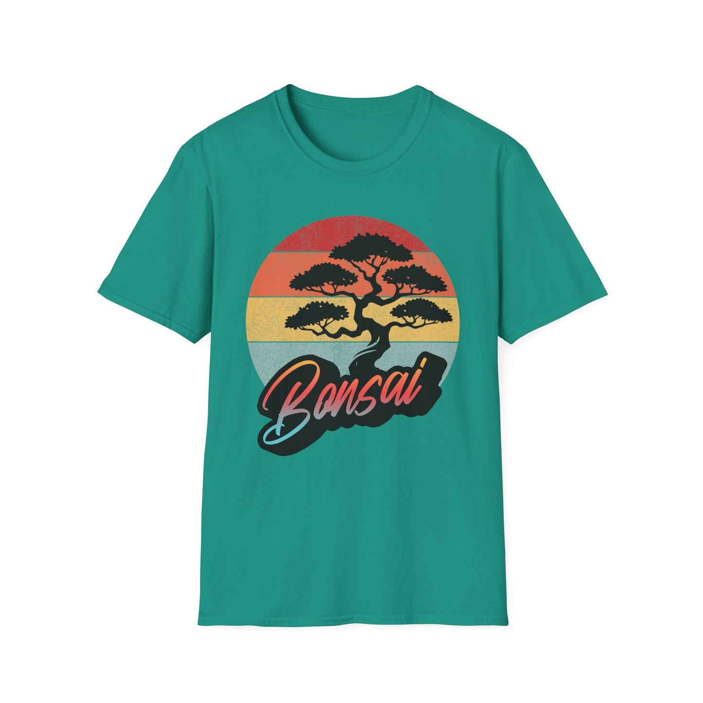 Tshirt A: Classic Sunset Bonsai Shirt, California Vintage-Style Bonsai Tree T-Shirt, Softstyle Bonsai Sunset Tee, Gift for Him