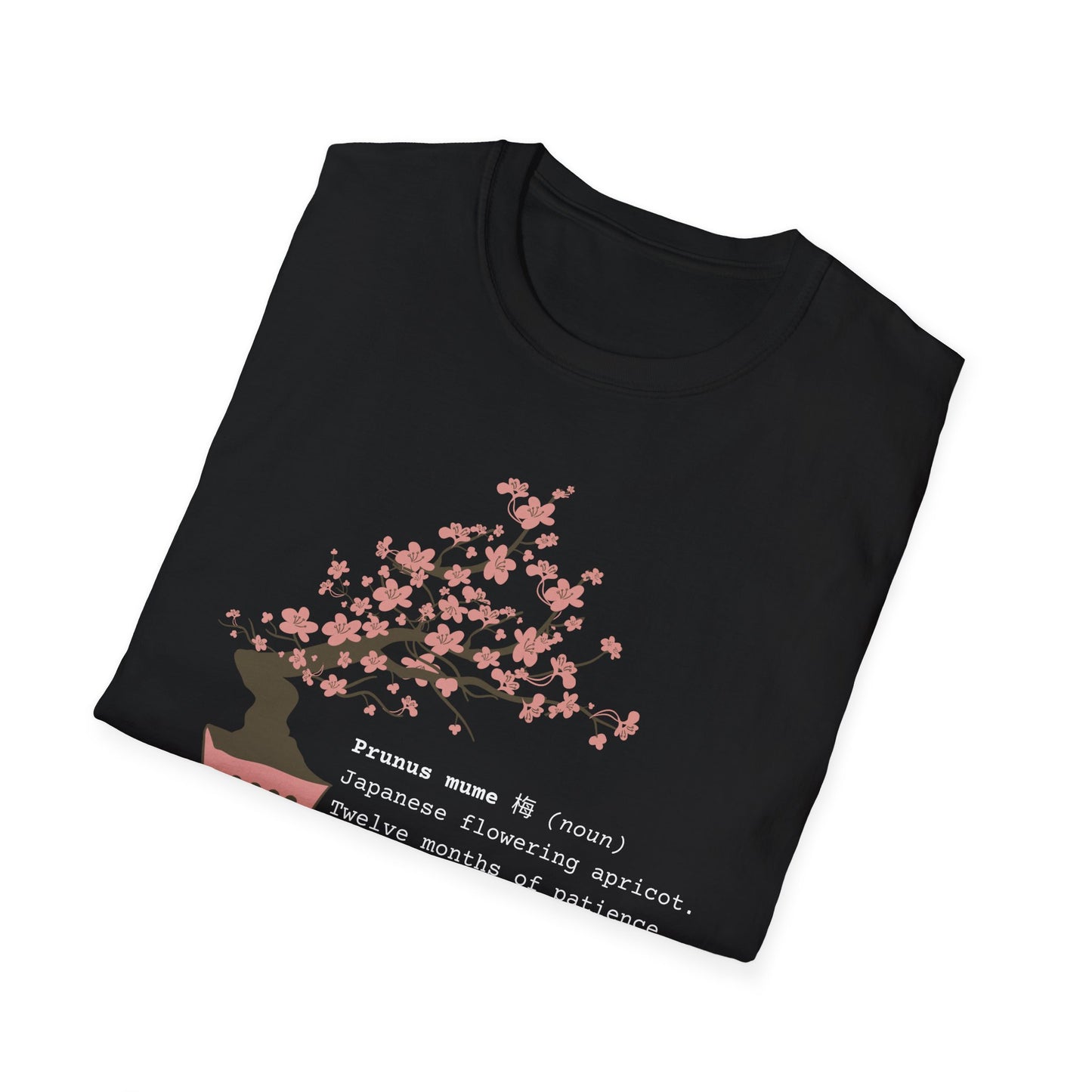 Tshirt 6: Bonsai Prunus Mume Softstyle T-Shirt, Cherry Blossom Bonsai Tree Shirt, Flowering Apricot Botanical Art, Zen Bonsai Enthusiast Gift, Garden