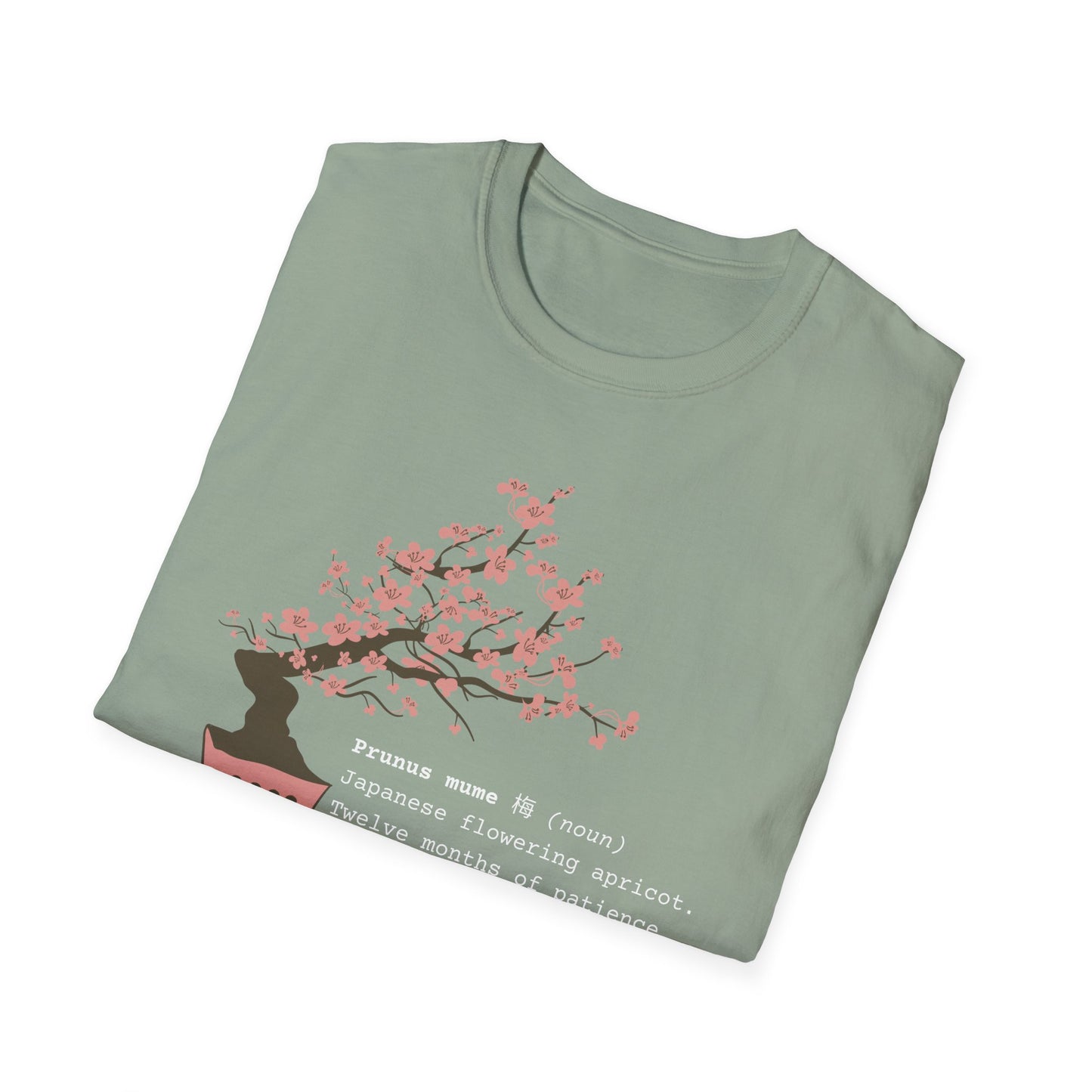 Tshirt 6: Bonsai Prunus Mume Softstyle T-Shirt, Cherry Blossom Bonsai Tree Shirt, Flowering Apricot Botanical Art, Zen Bonsai Enthusiast Gift, Garden