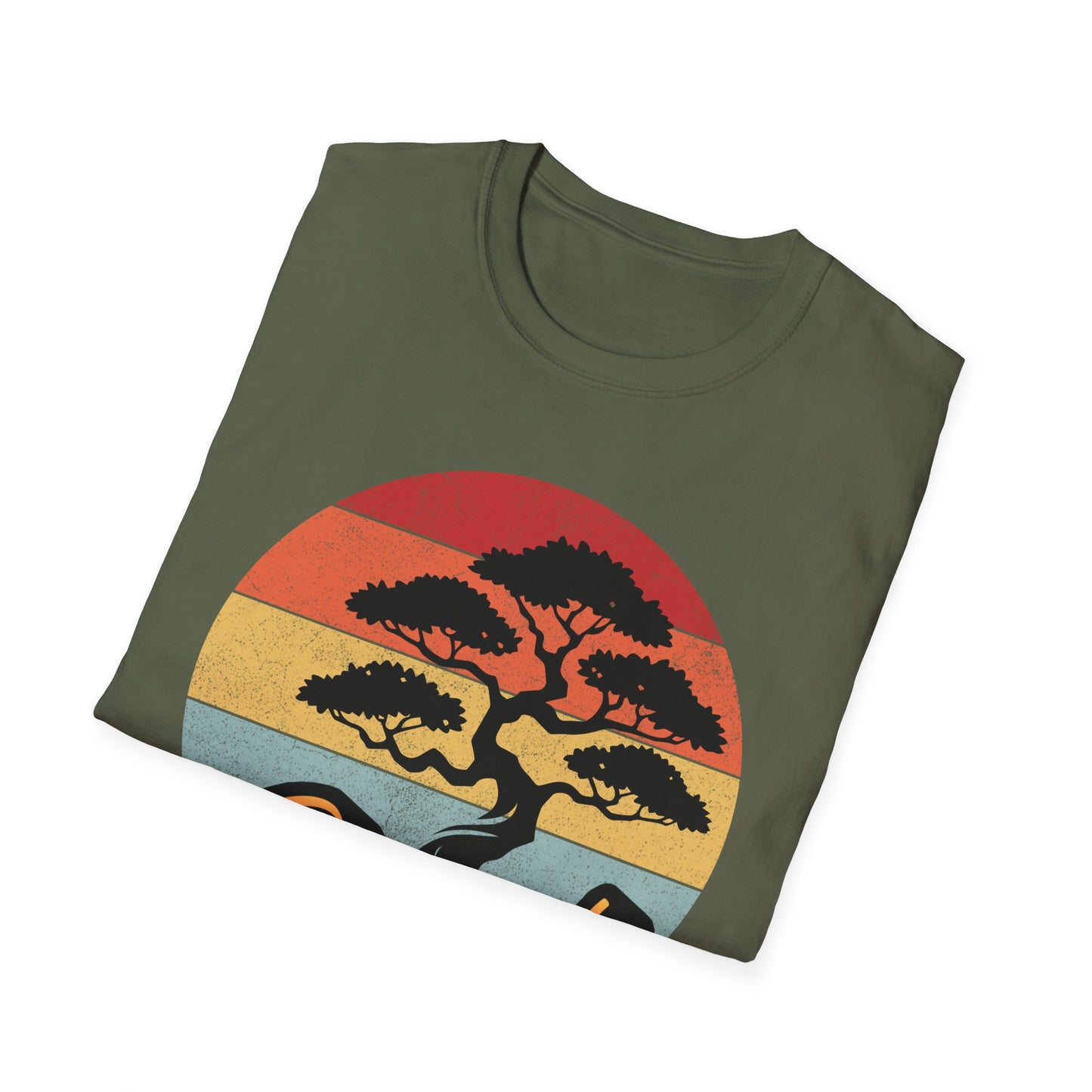 Tshirt A: Classic Sunset Bonsai Shirt, California Vintage-Style Bonsai Tree T-Shirt, Softstyle Bonsai Sunset Tee, Gift for Him
