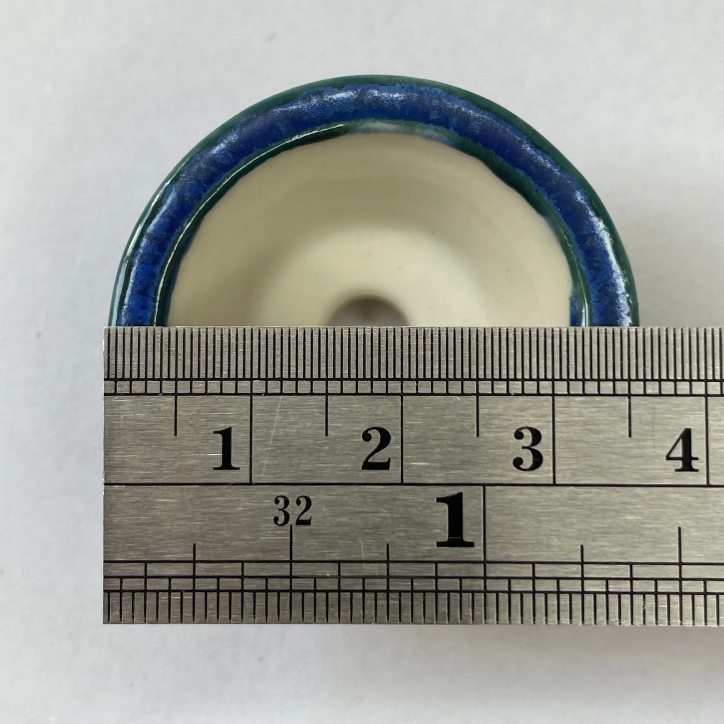 New! Tiny Flared Round Mame Bonsai Pot in Teal Blue Surf, Less than 1.5 inches wide