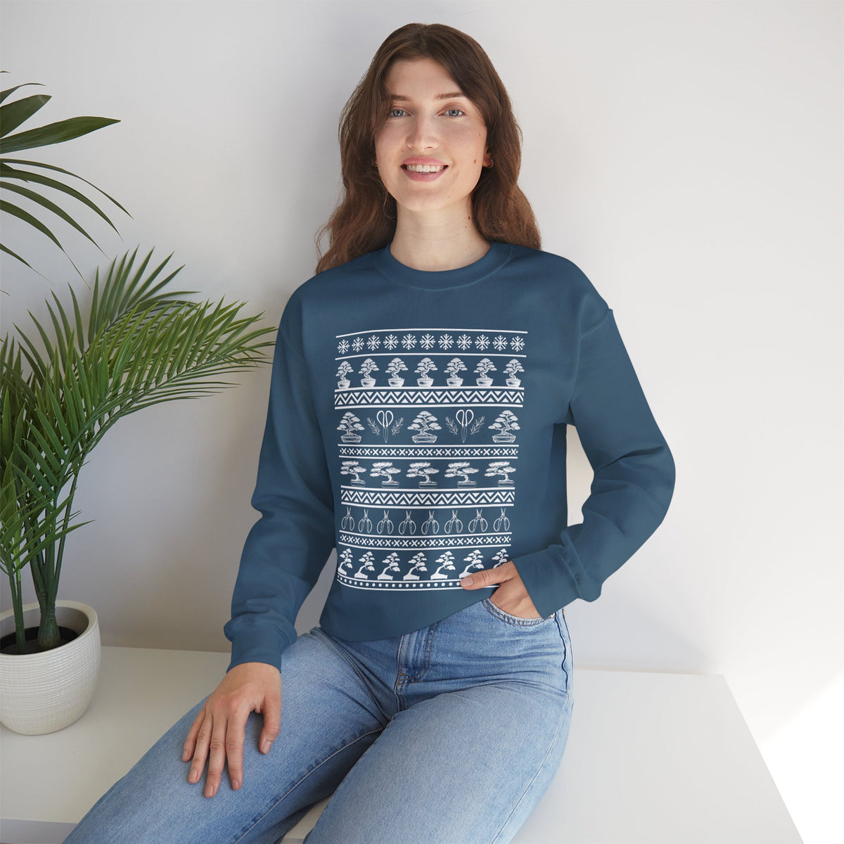 Winter Bonsai Tree Christmas Nordic Ugly Sweater Sweatshirt, Fair Isle Holiday Shirt