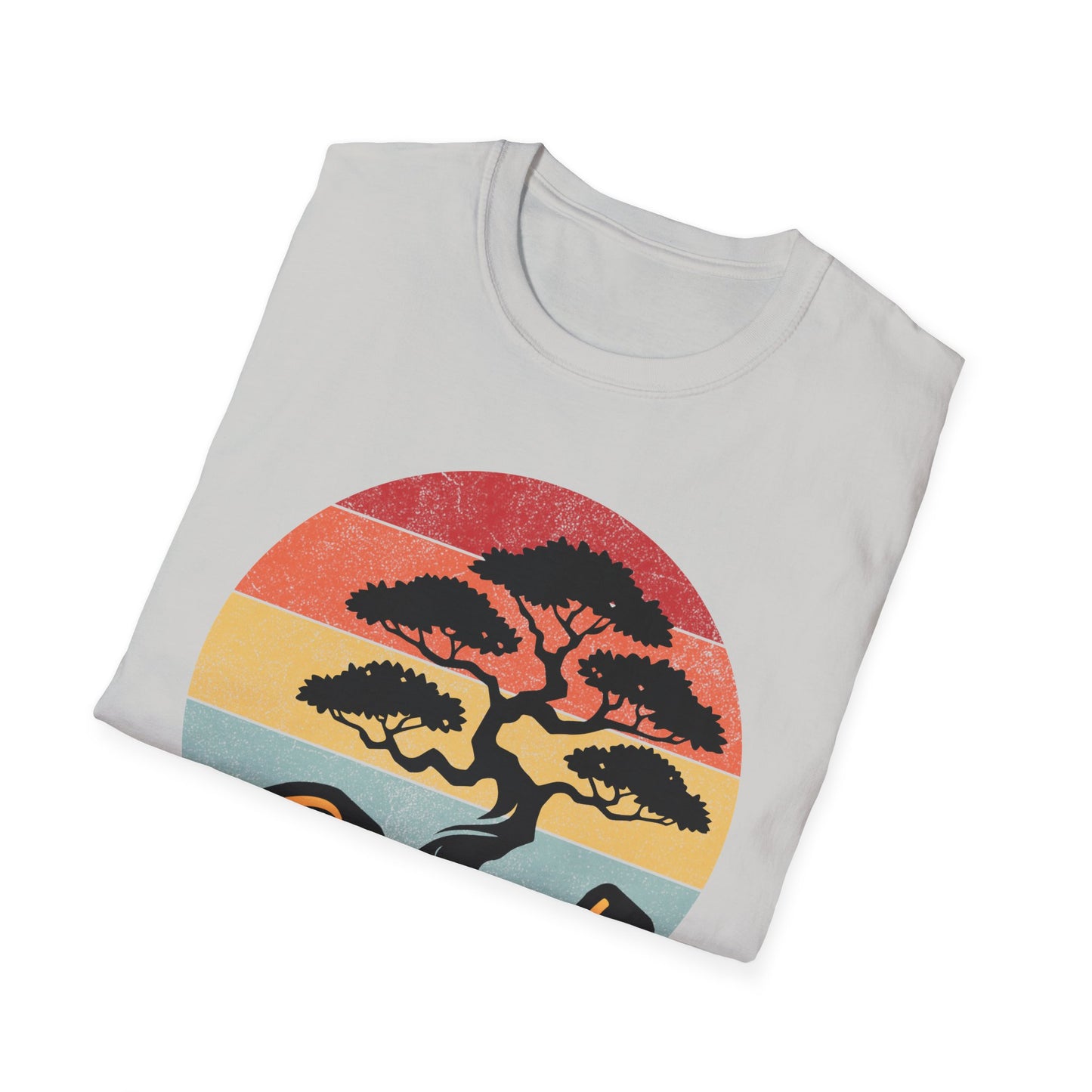Tshirt A: Classic Sunset Bonsai Shirt, California Vintage-Style Bonsai Tree T-Shirt, Softstyle Bonsai Sunset Tee, Gift for Him