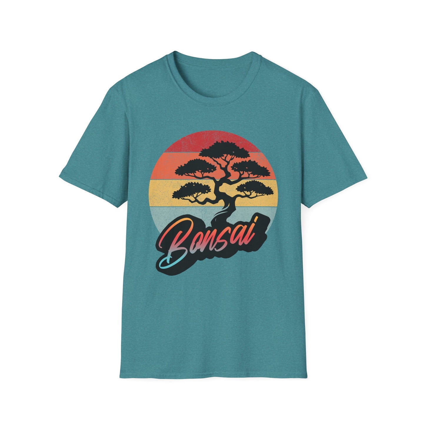 Tshirt A: Classic Sunset Bonsai Shirt, California Vintage-Style Bonsai Tree T-Shirt, Softstyle Bonsai Sunset Tee, Gift for Him