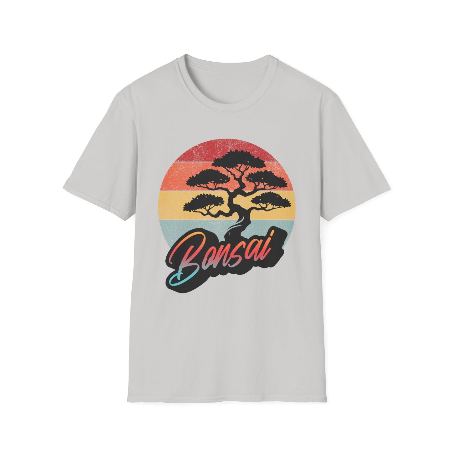 Tshirt A: Classic Sunset Bonsai Shirt, California Vintage-Style Bonsai Tree T-Shirt, Softstyle Bonsai Sunset Tee, Gift for Him