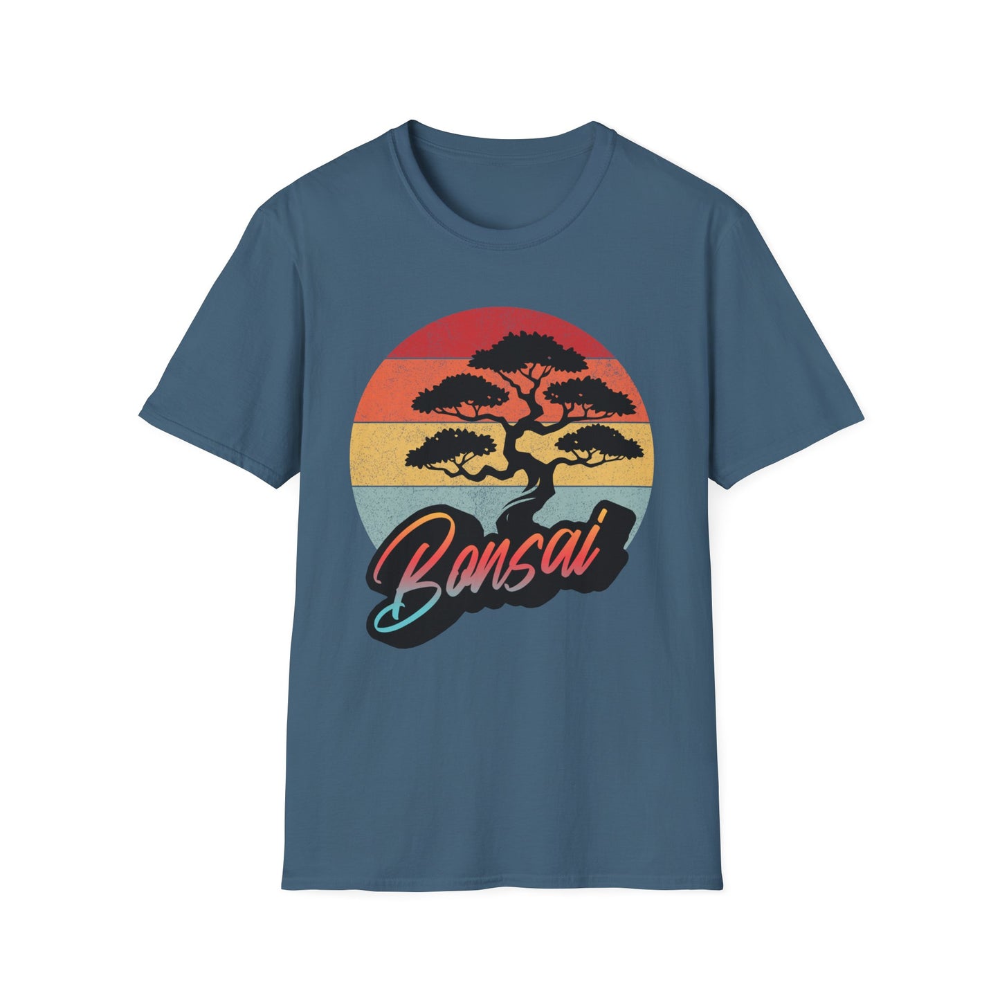 Tshirt A: Classic Sunset Bonsai Shirt, California Vintage-Style Bonsai Tree T-Shirt, Softstyle Bonsai Sunset Tee, Gift for Him