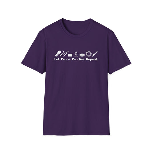 Tshirt G: Bonsai Tools T-Shirt for Bonsai Hobbyists, Pot, Prune, Practice, Repeat Bonsai Lover Shirt, Soil Scoop, Pruners, Scissors, Wire, Turntable