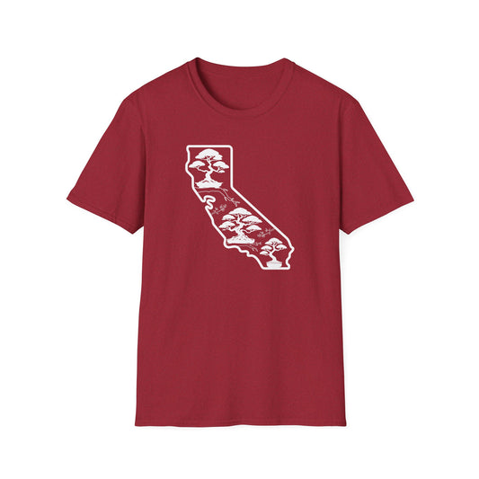 Tshirt: California State Bonsai Trees Softstyle T-Shirt, Souvenir State Tee, Botanical Plant Shirt, Nature Lover Shirt, Bonsai Hobbyist Gift Tee
