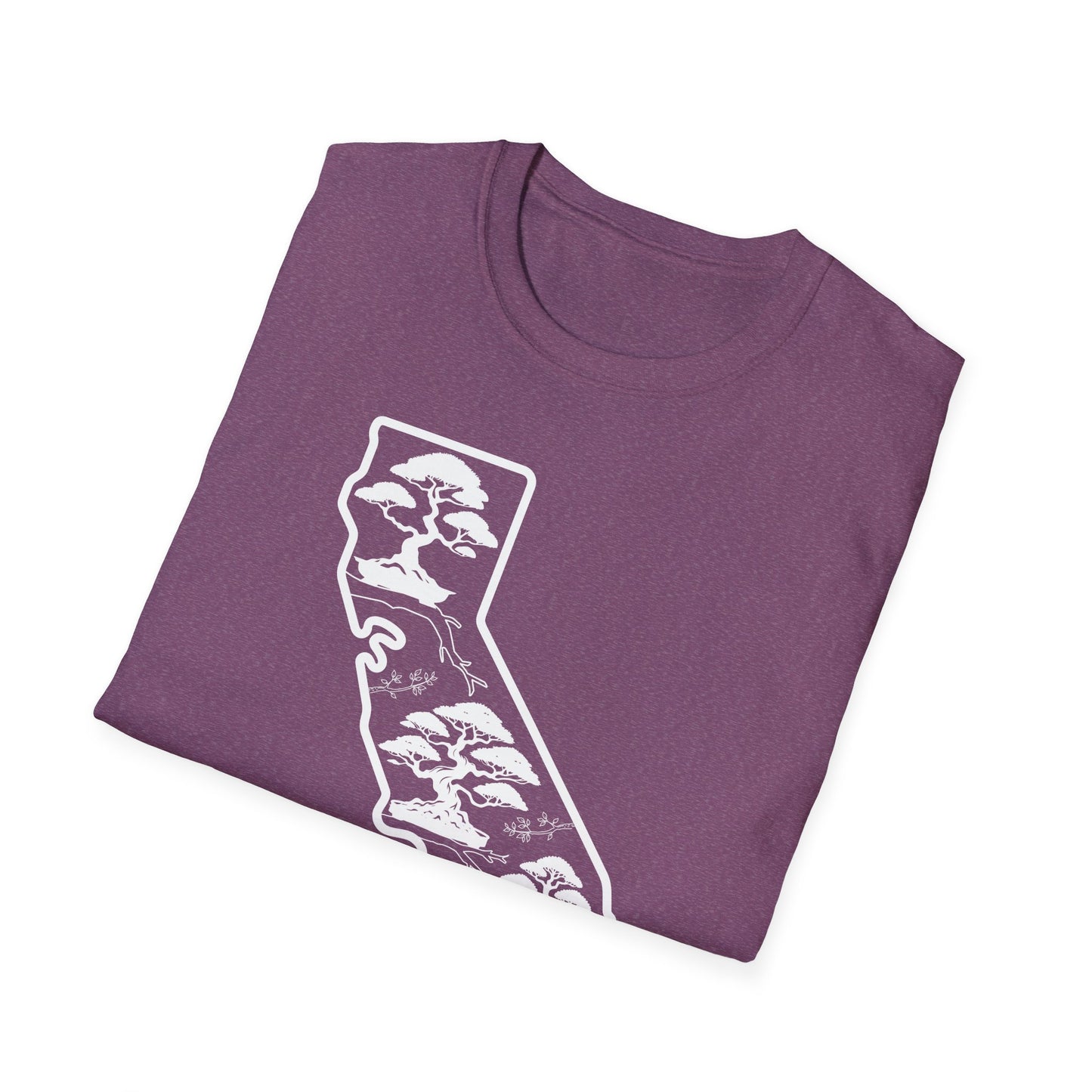 Tshirt: California State Bonsai Trees Softstyle T-Shirt, Souvenir State Tee, Botanical Plant Shirt, Nature Lover Shirt, Bonsai Hobbyist Gift Tee