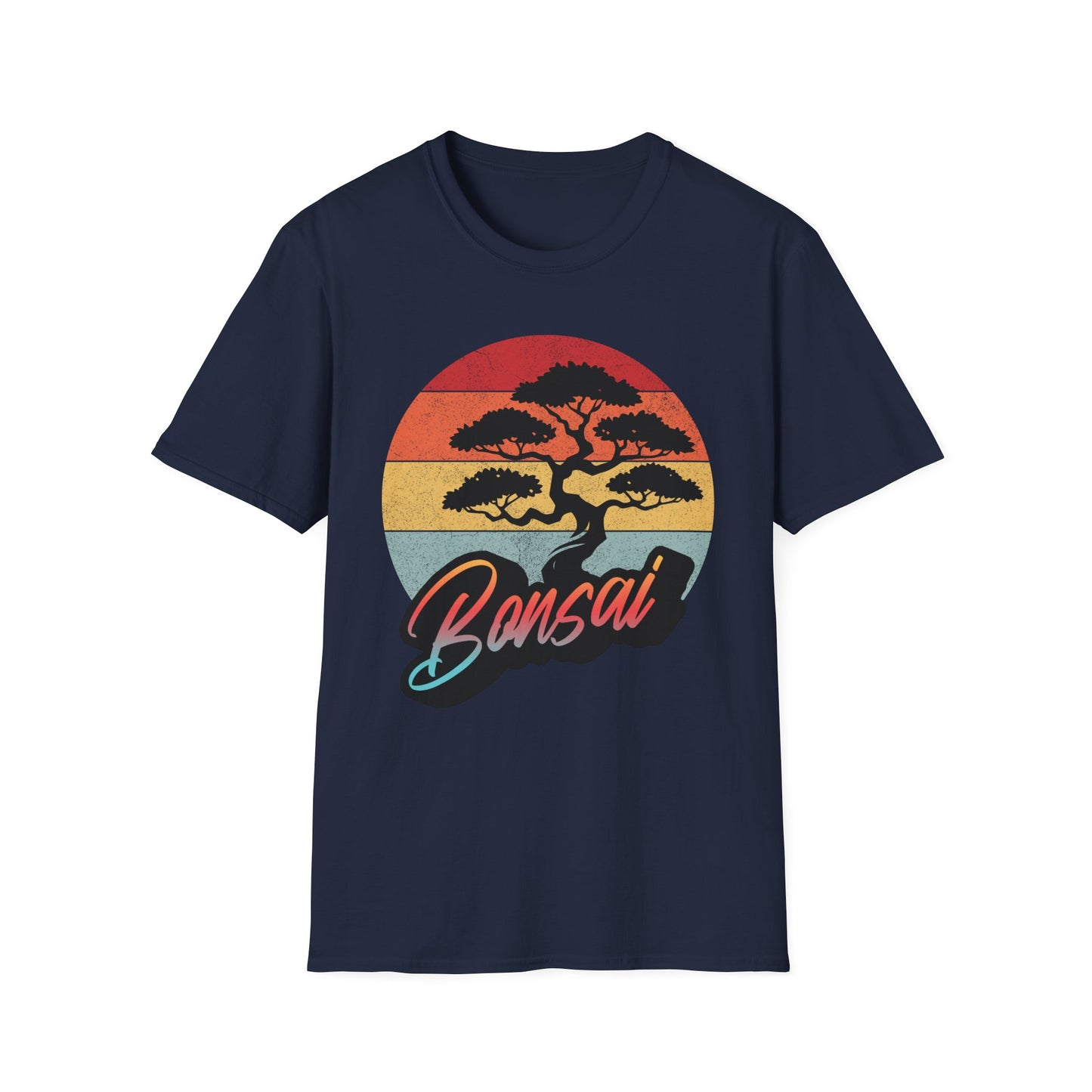 Tshirt A: Classic Sunset Bonsai Shirt, California Vintage-Style Bonsai Tree T-Shirt, Softstyle Bonsai Sunset Tee, Gift for Him