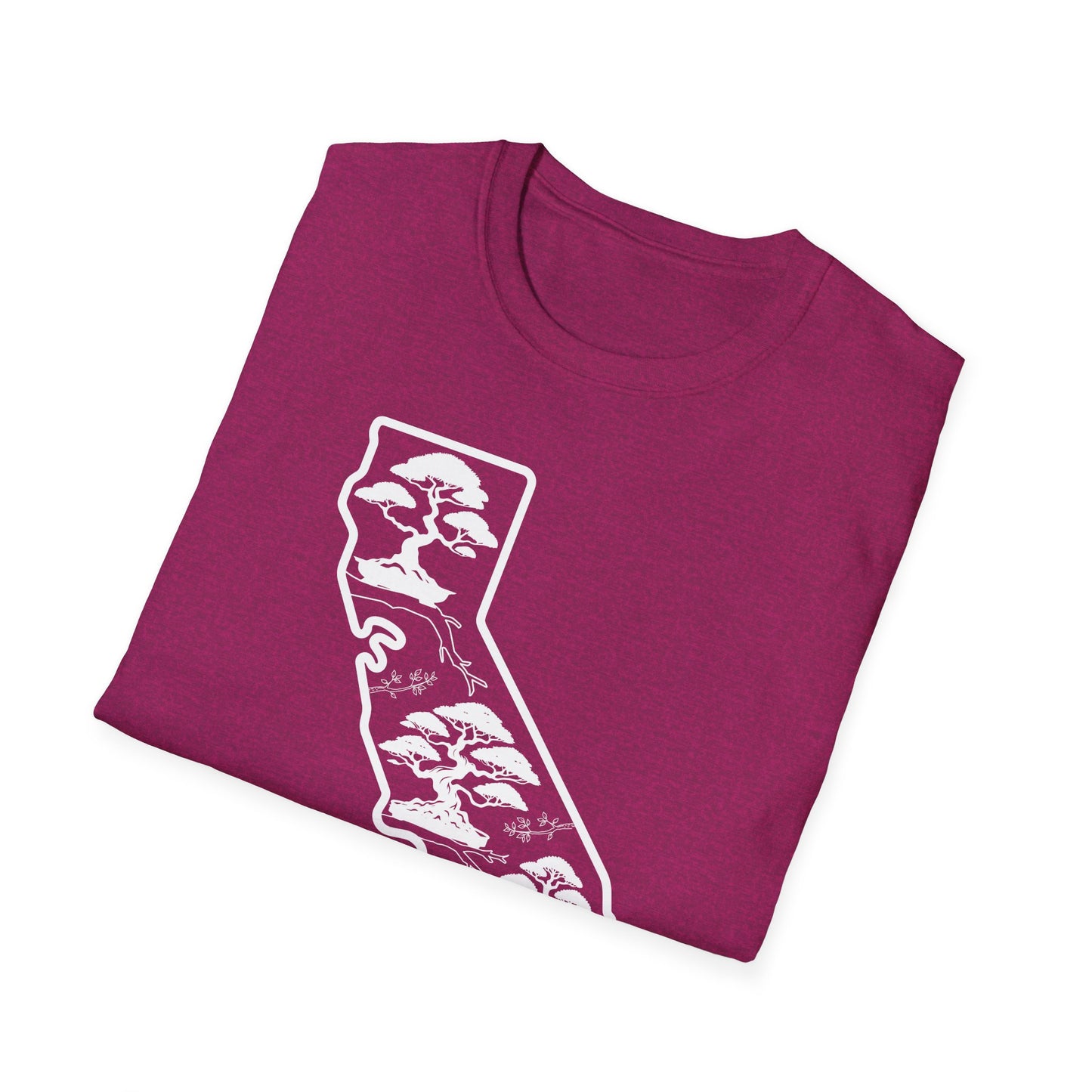Tshirt: California State Bonsai Trees Softstyle T-Shirt, Souvenir State Tee, Botanical Plant Shirt, Nature Lover Shirt, Bonsai Hobbyist Gift Tee