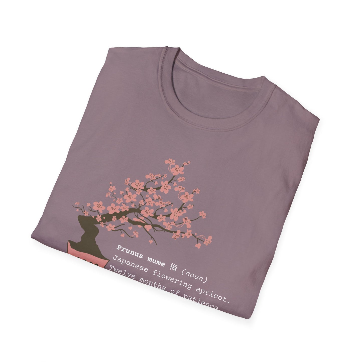Tshirt 6: Bonsai Prunus Mume Softstyle T-Shirt, Cherry Blossom Bonsai Tree Shirt, Flowering Apricot Botanical Art, Zen Bonsai Enthusiast Gift, Garden