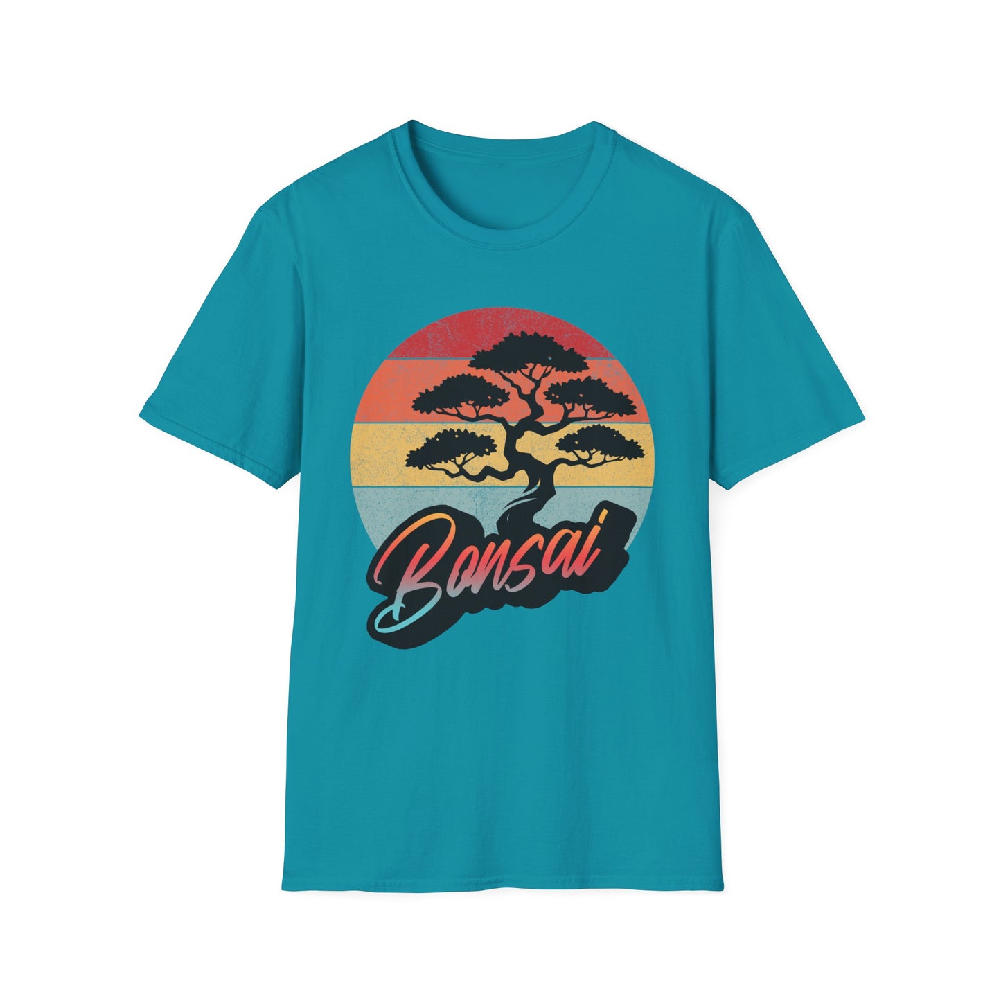 Tshirt A: Classic Sunset Bonsai Shirt, California Vintage-Style Bonsai Tree T-Shirt, Softstyle Bonsai Sunset Tee, Gift for Him