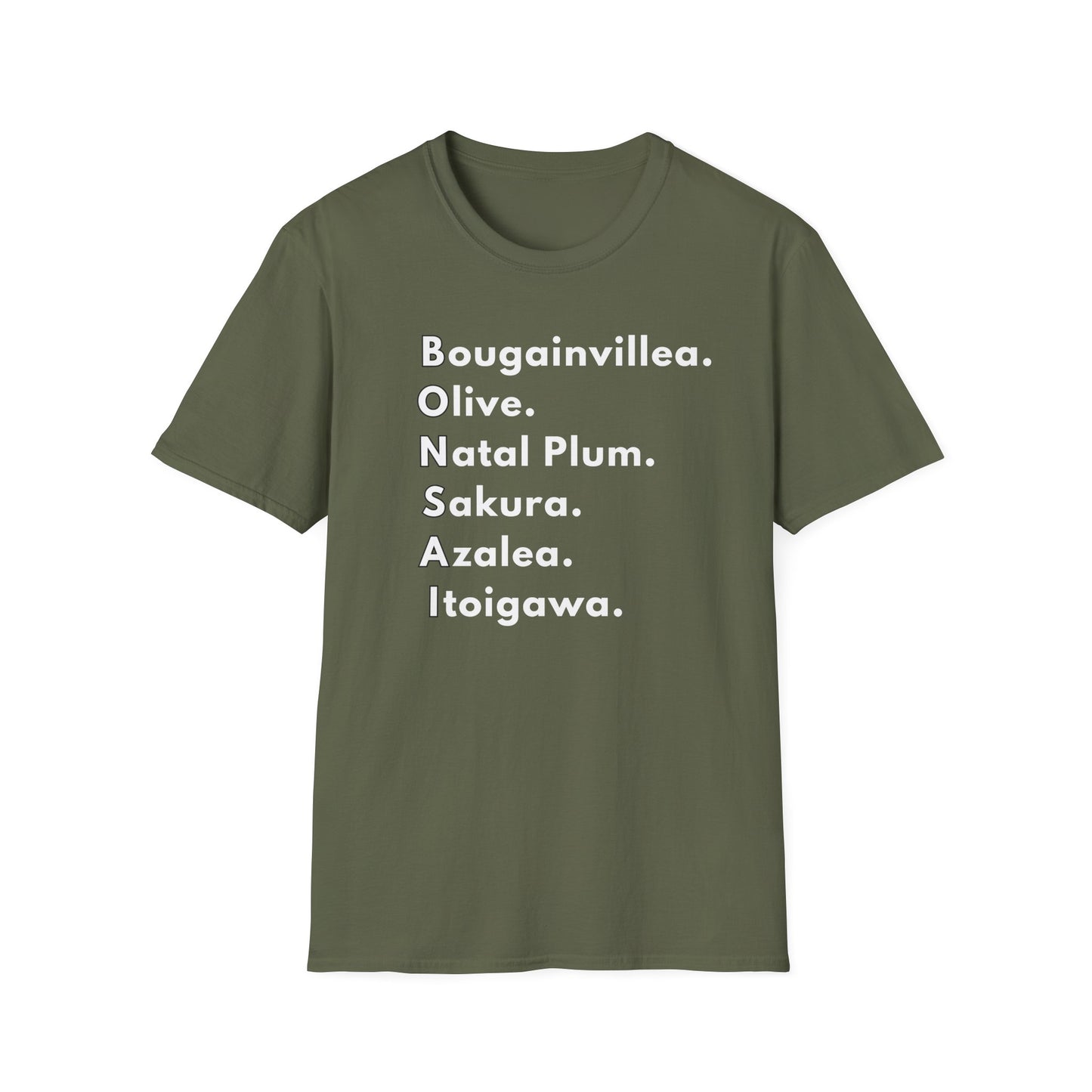 Tshirt: Bonsai Tee Spelling Bonsai Tree Types, Bonsai Word Art Softstyle T-Shirt, Bonsai Enthusiast Gift for Him, Bonsai Tree Varieties Top, Flower