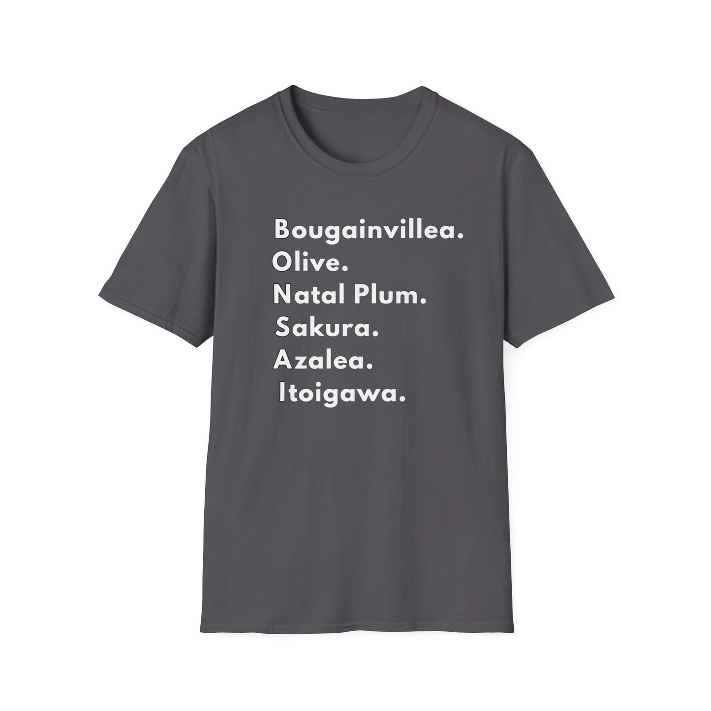 Tshirt: Bonsai Tee Spelling Bonsai Tree Types, Bonsai Word Art Softstyle T-Shirt, Bonsai Enthusiast Gift for Him, Bonsai Tree Varieties Top, Flower