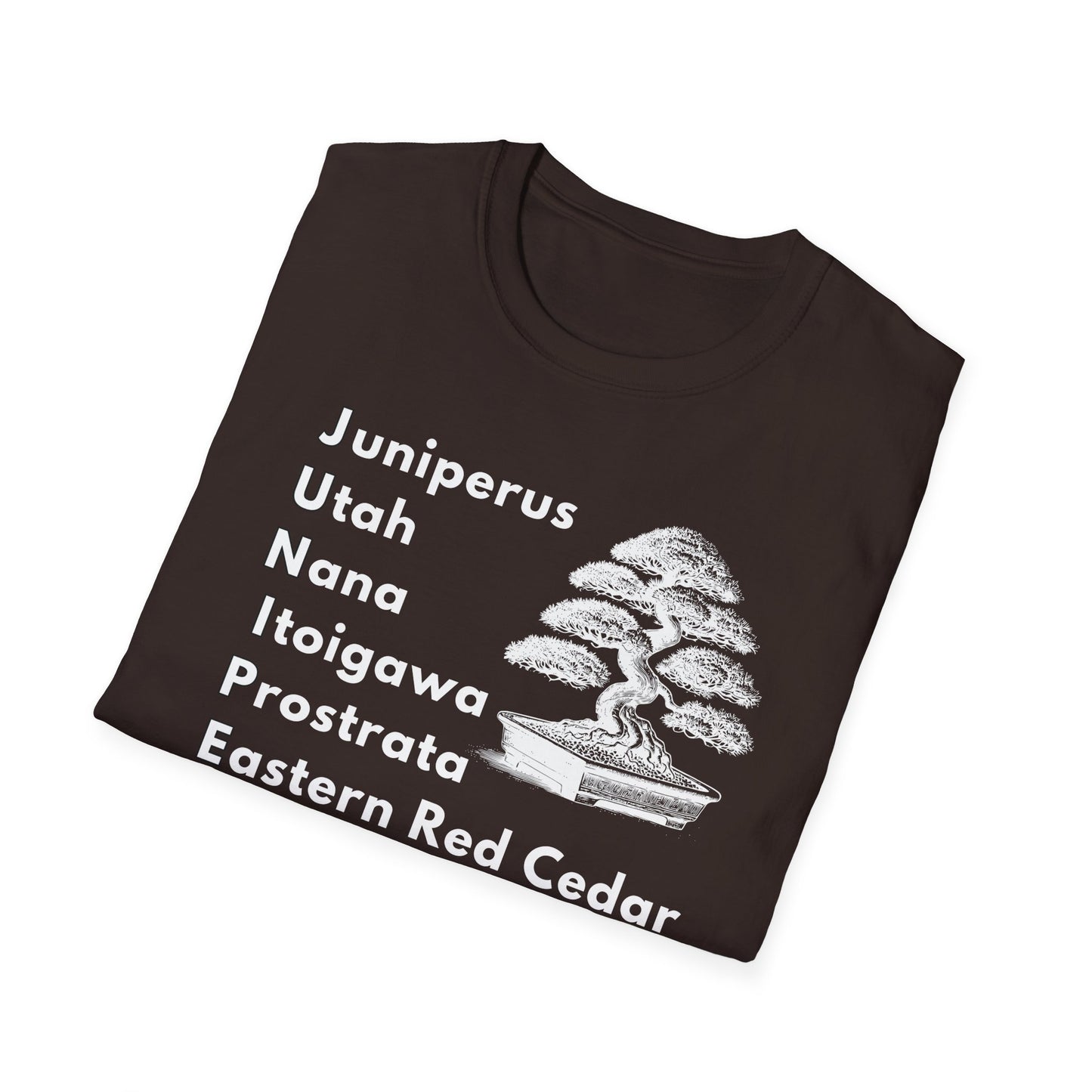 Tshirt: Juniper Bonsai Tree Varieties Tee, Juniperus Tree Types Softstyle T-Shirt, Bonsai Enthusiast Gift for Him, Bonsai Word Art Top, Itoigawa Tee